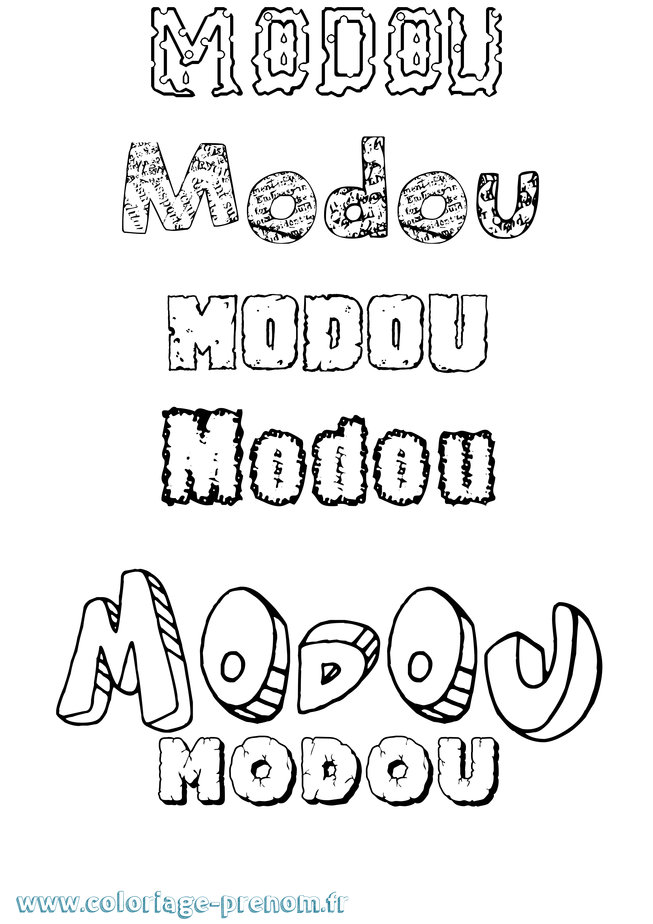 Coloriage Modou Destructuré Coloriage prénom Modou Destructuré