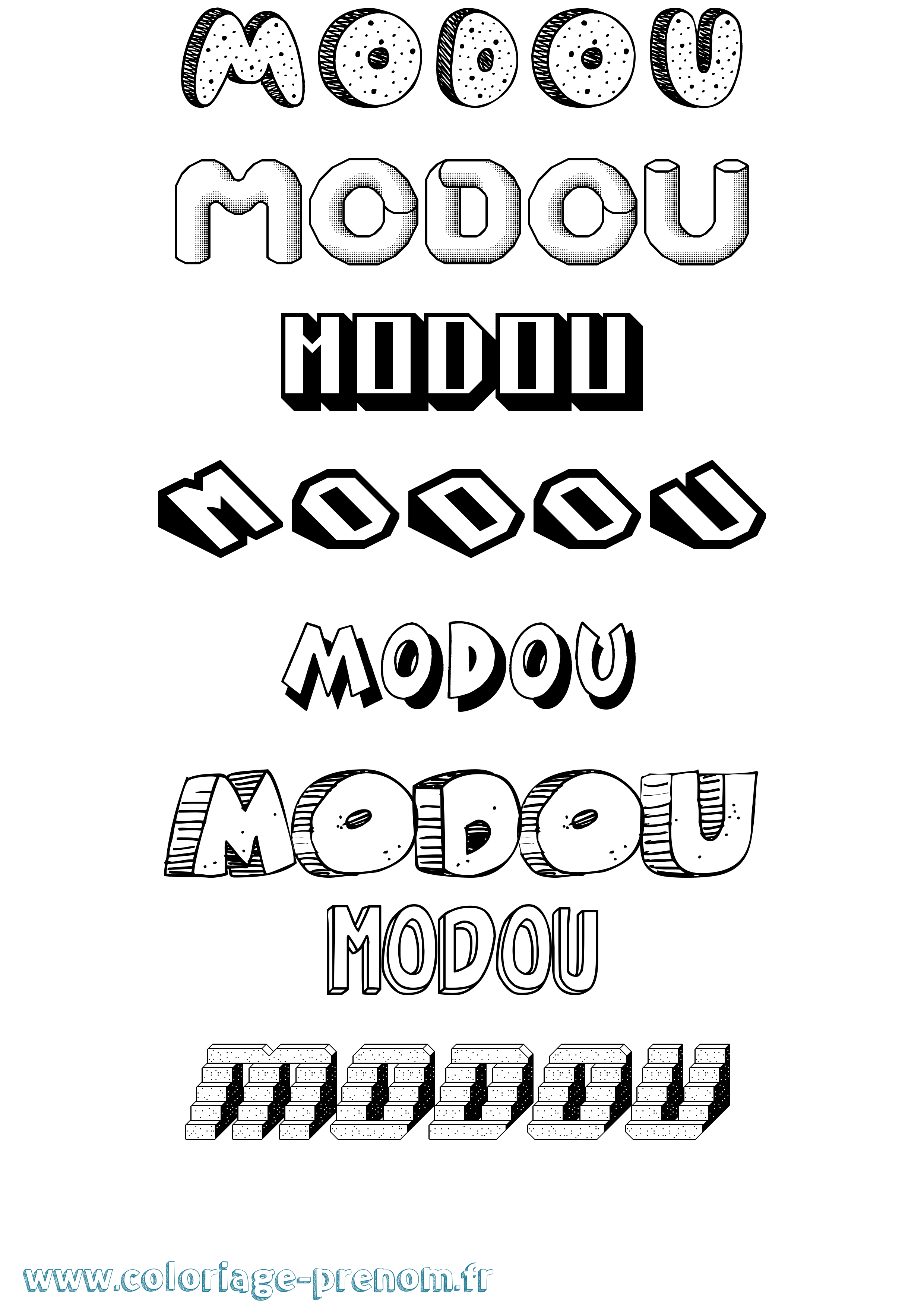 Coloriage Modou Effet 3D Coloriage prénom Modou Effet 3D