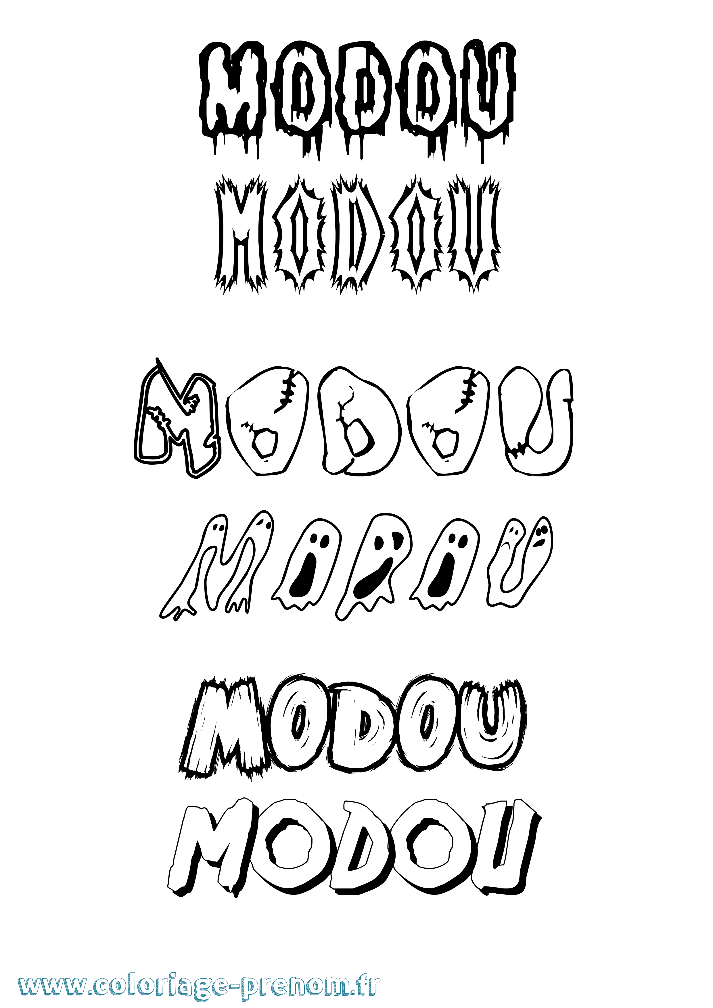 Coloriage Modou Frisson Coloriage prénom Modou Frisson
