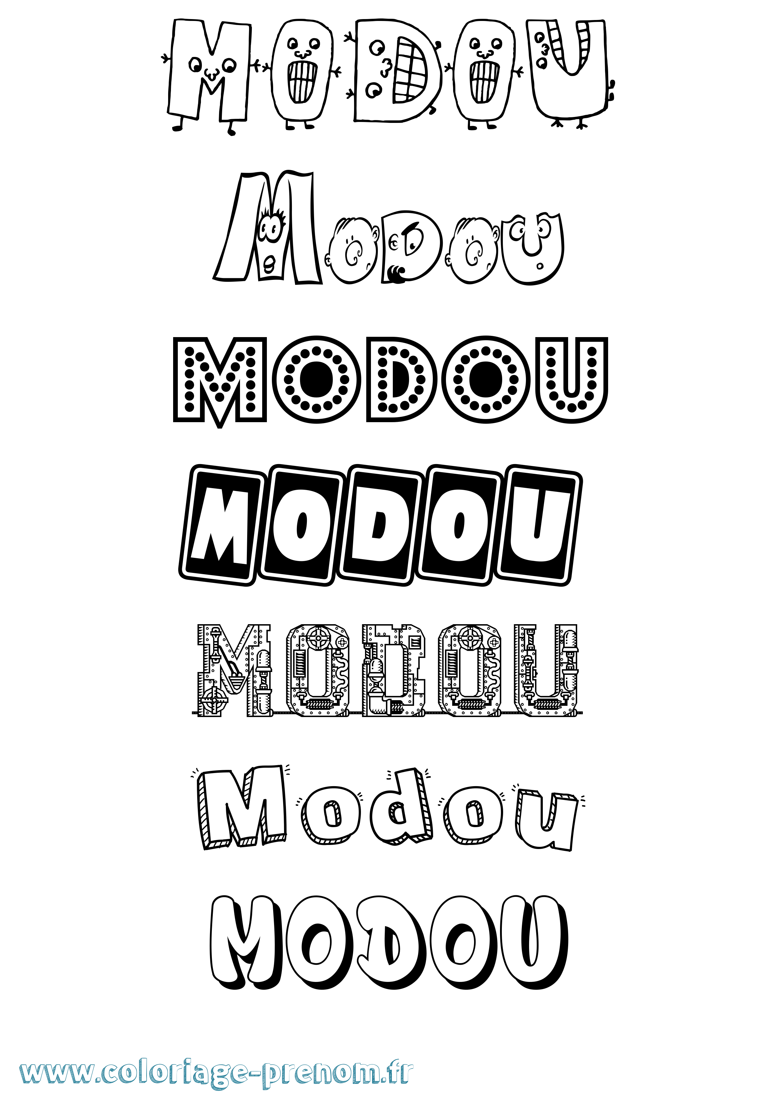 Coloriage Modou Fun Coloriage prénom Modou Fun