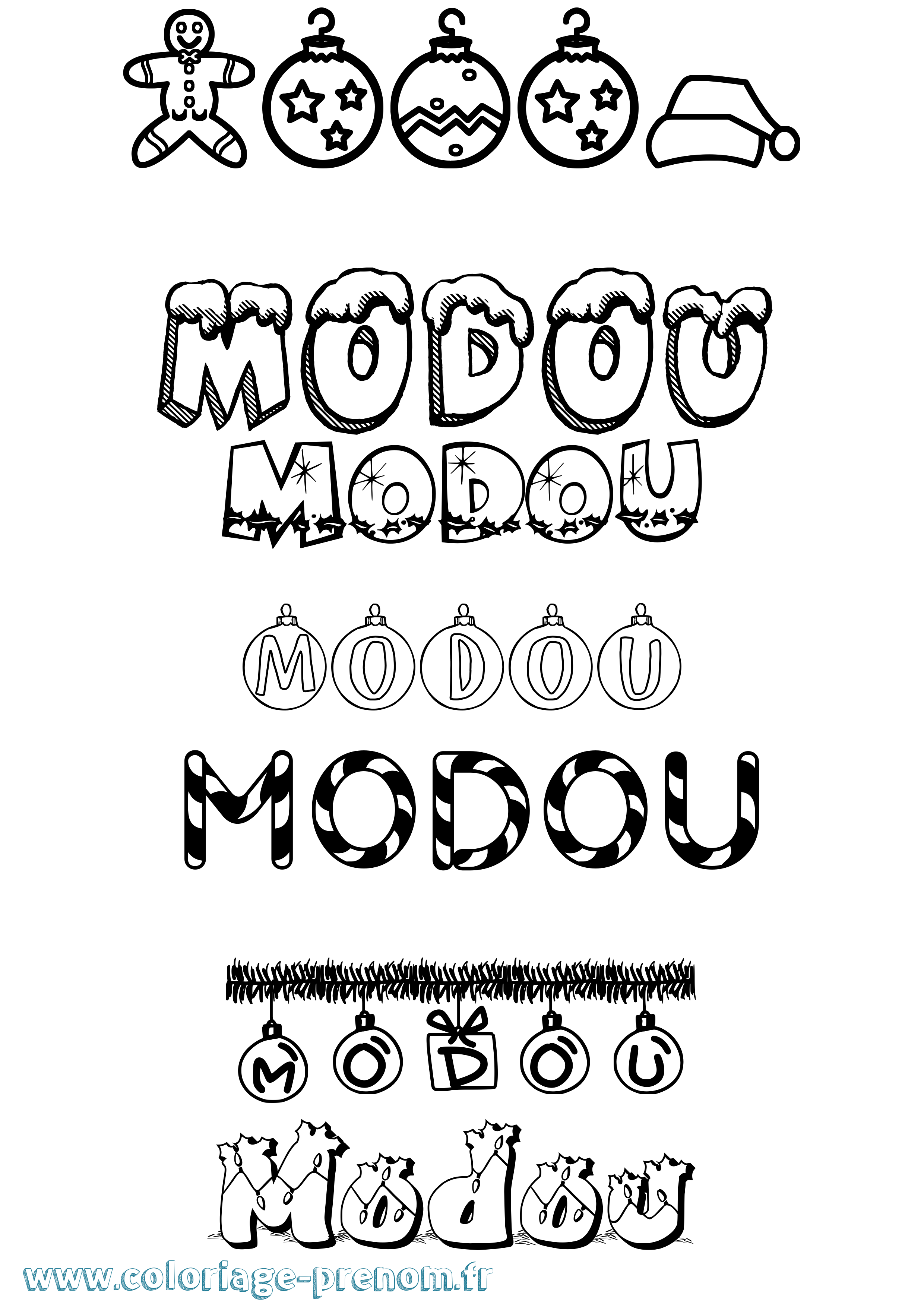 Coloriage Modou Noël Coloriage prénom Modou Noël