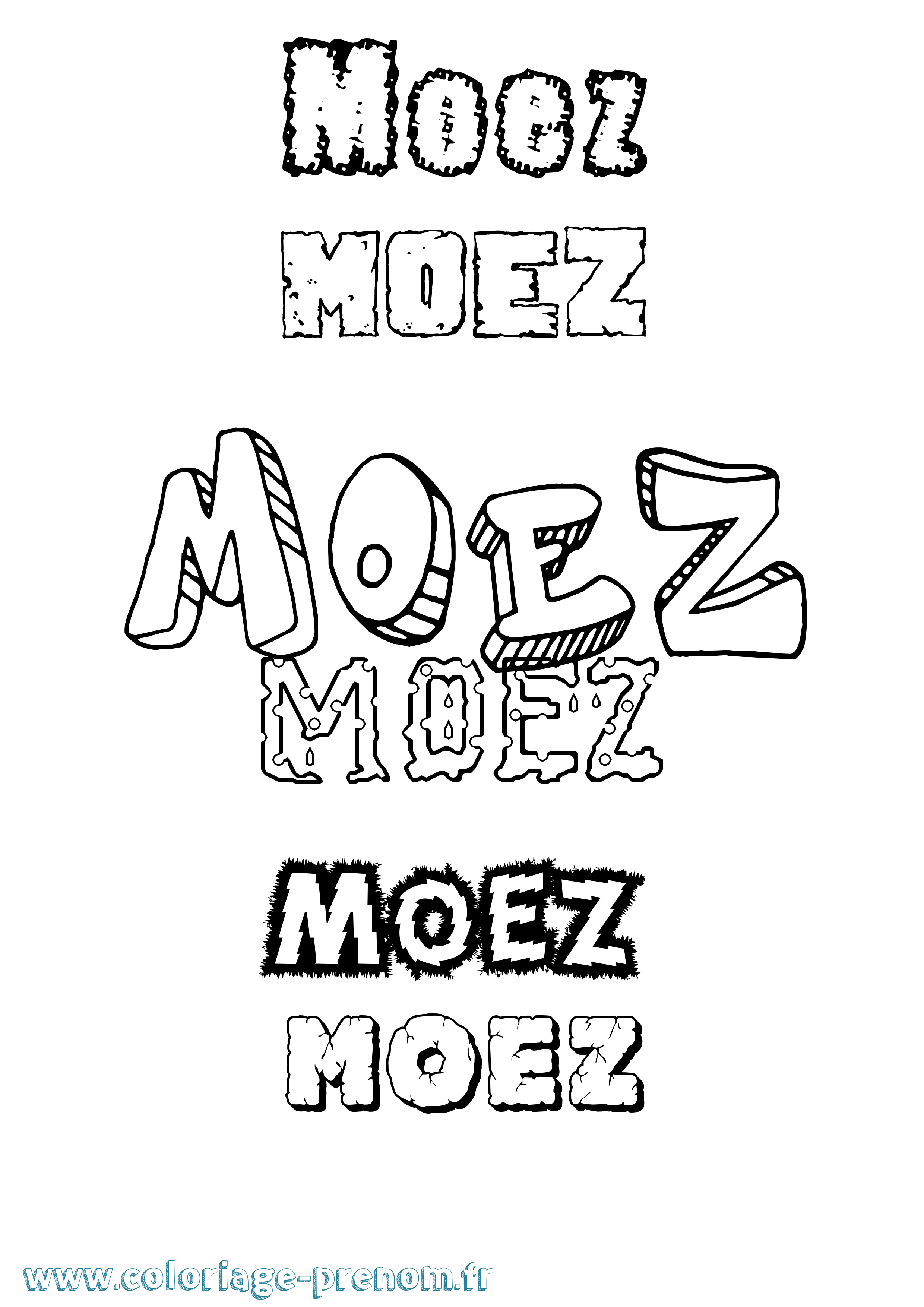 Coloriage Moez Destructuré Coloriage prénom Moez Destructuré