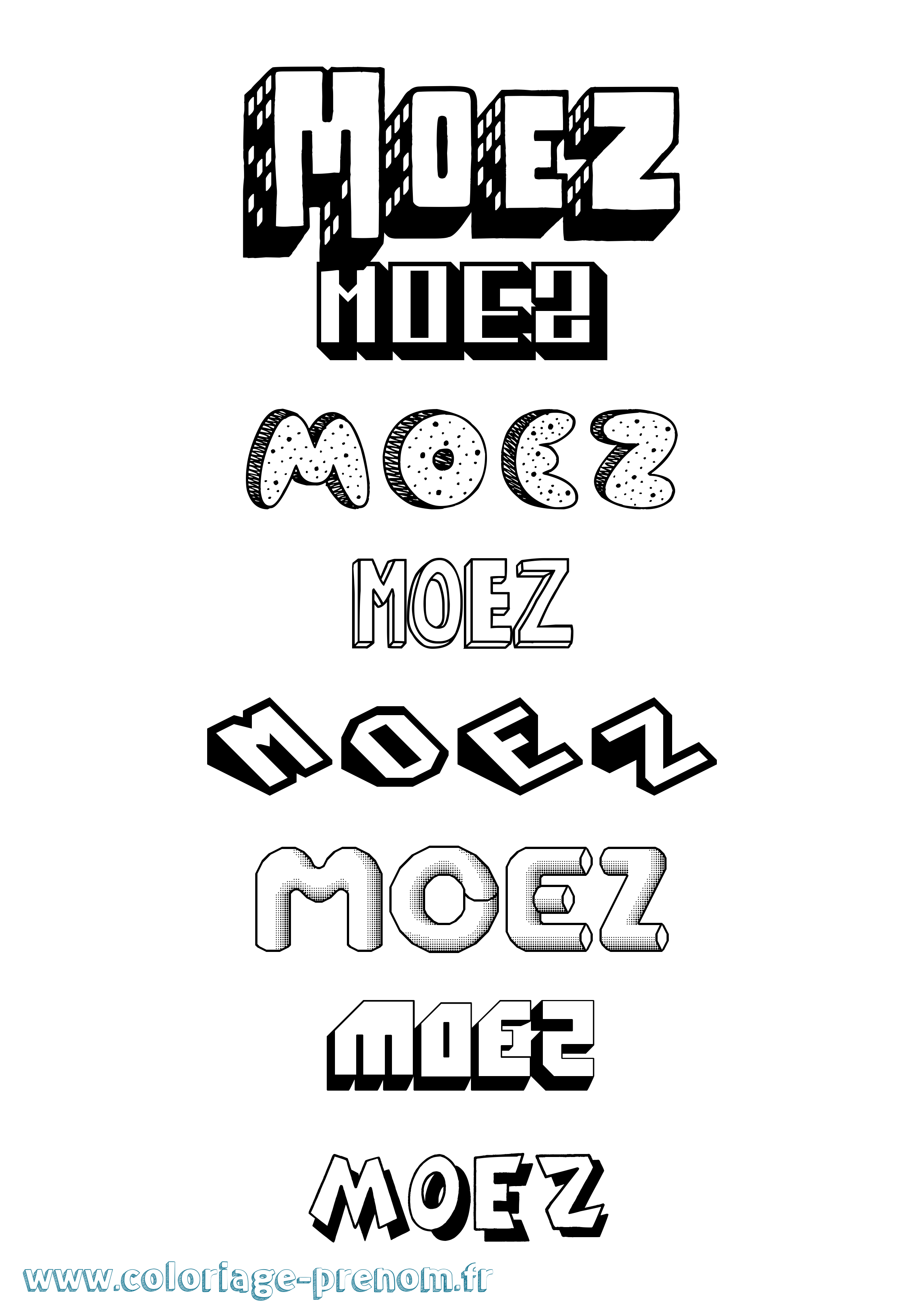 Coloriage Moez Effet 3D Coloriage prénom Moez Effet 3D