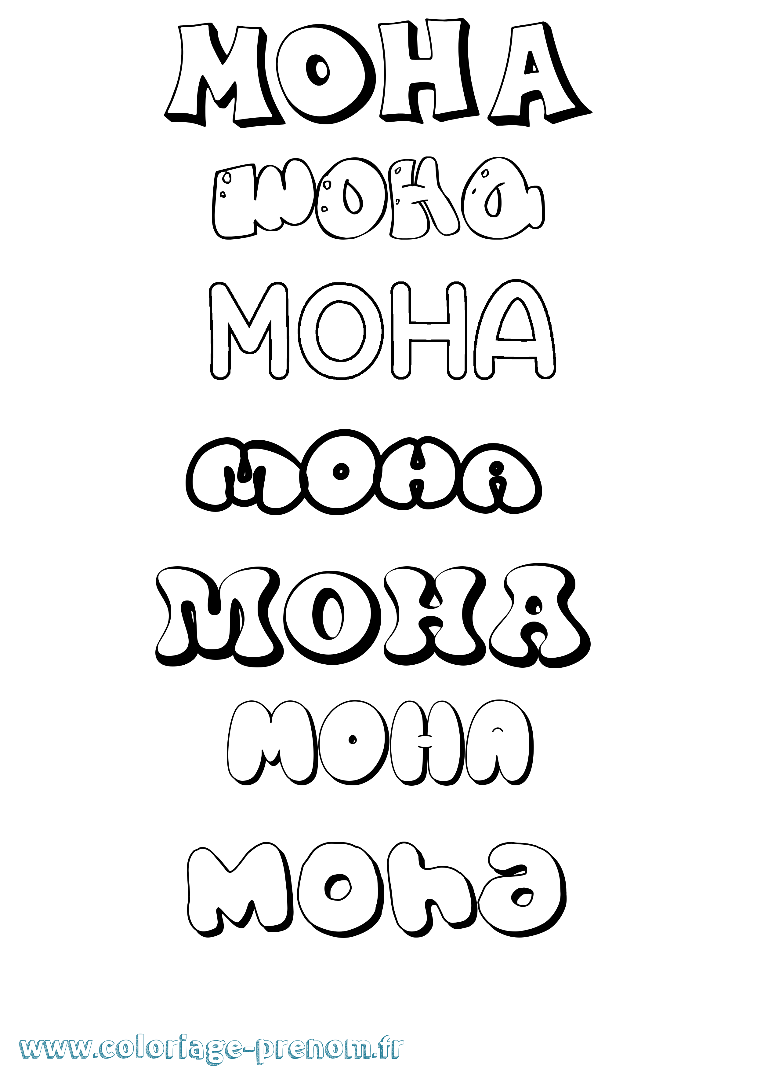 Coloriage Moha Bubble Coloriage prénom Moha Bubble