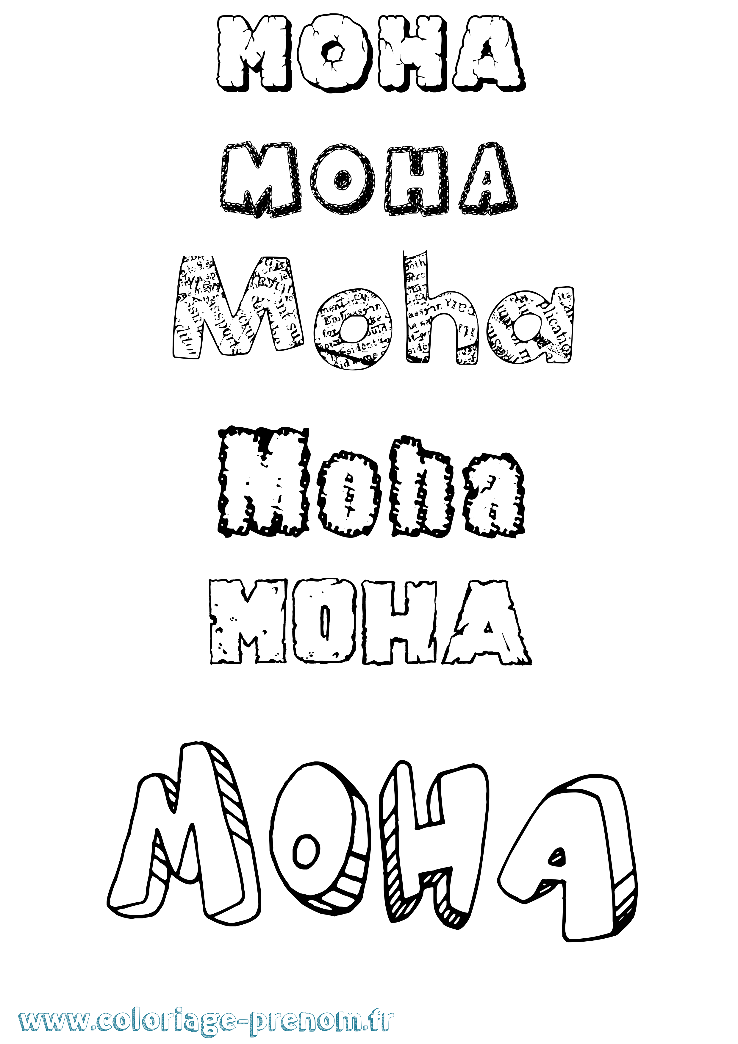 Coloriage Moha Destructuré Coloriage prénom Moha Destructuré
