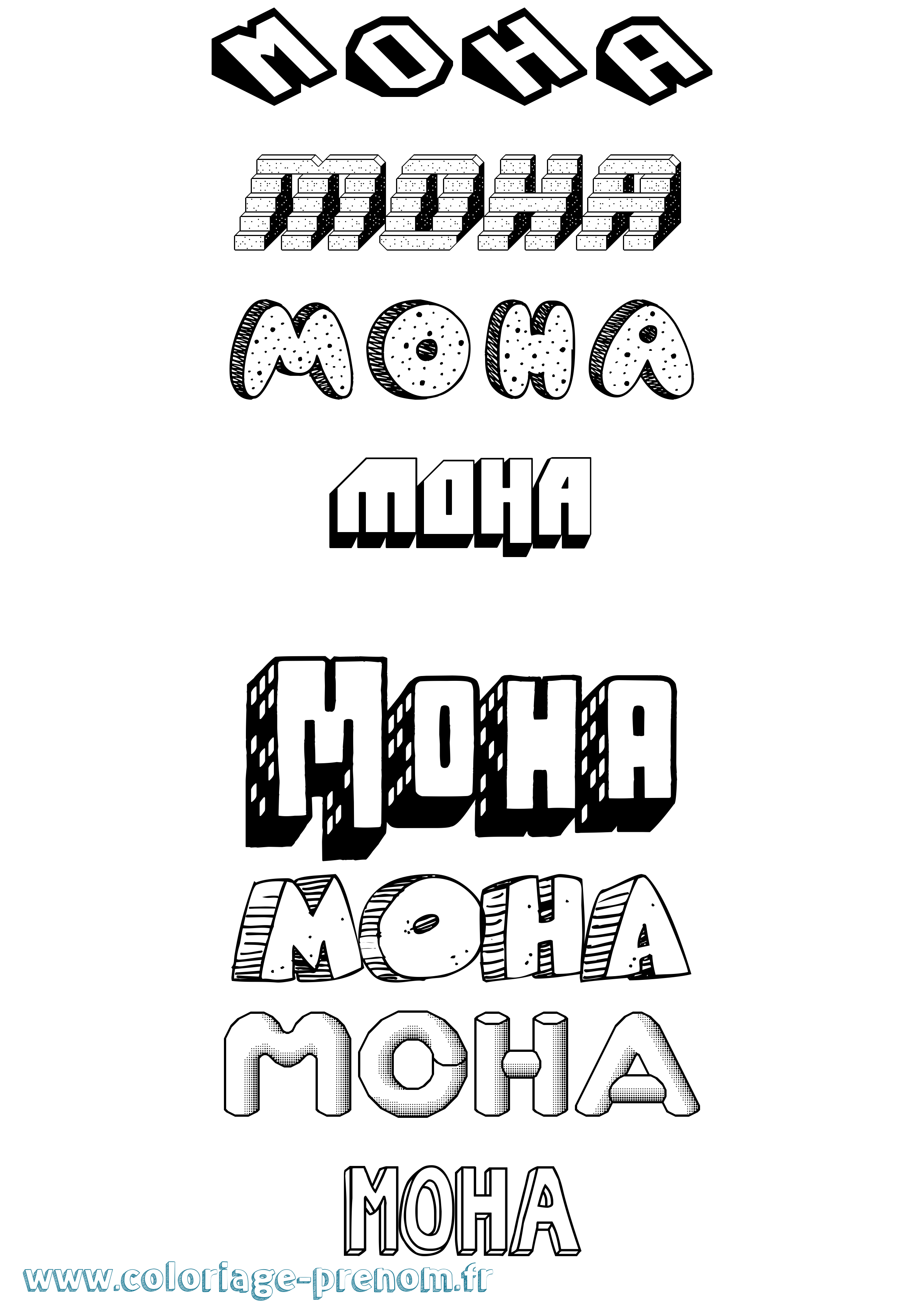 Coloriage Moha Effet 3D Coloriage prénom Moha Effet 3D