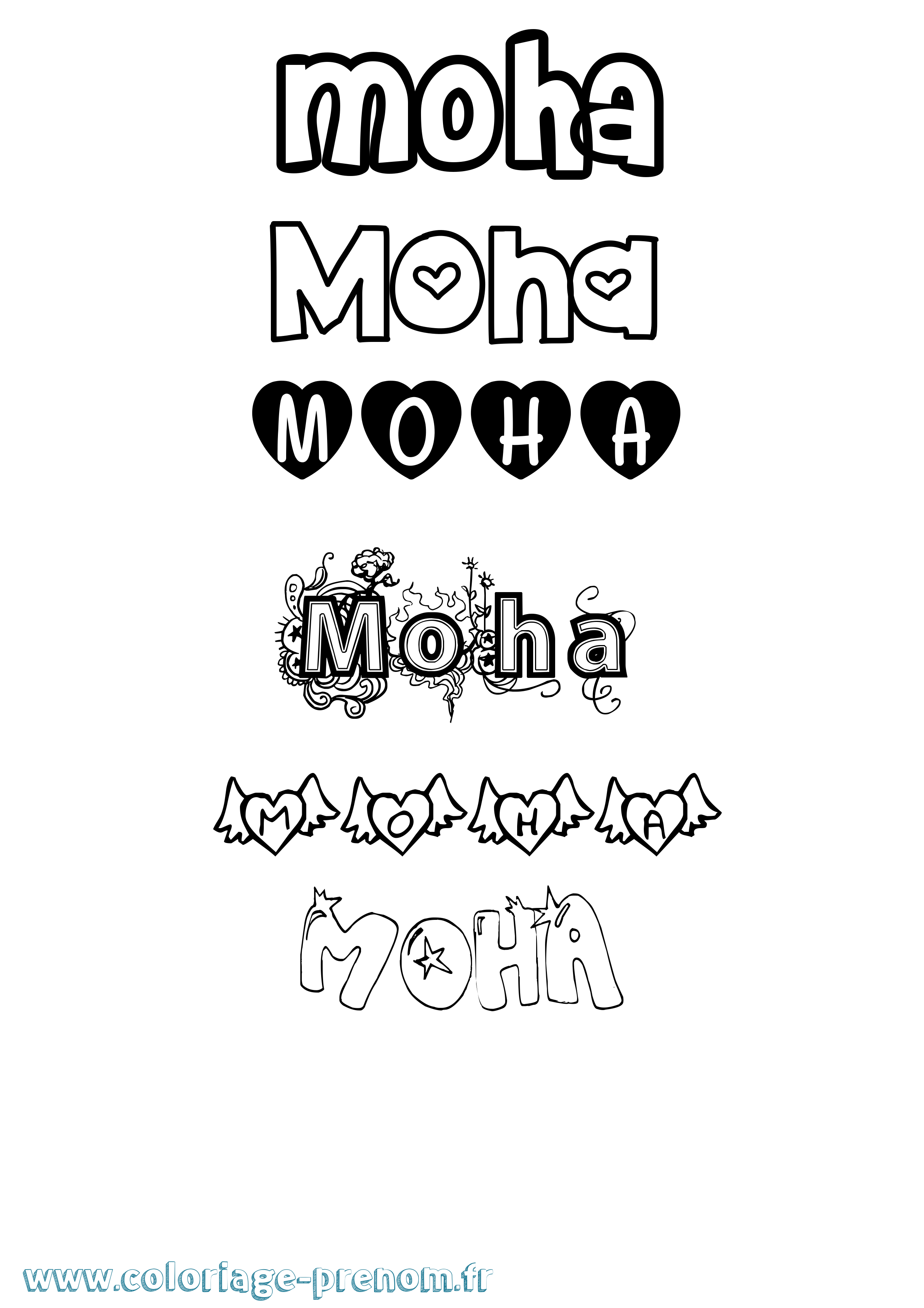 Coloriage Moha Girly Coloriage prénom Moha Girly