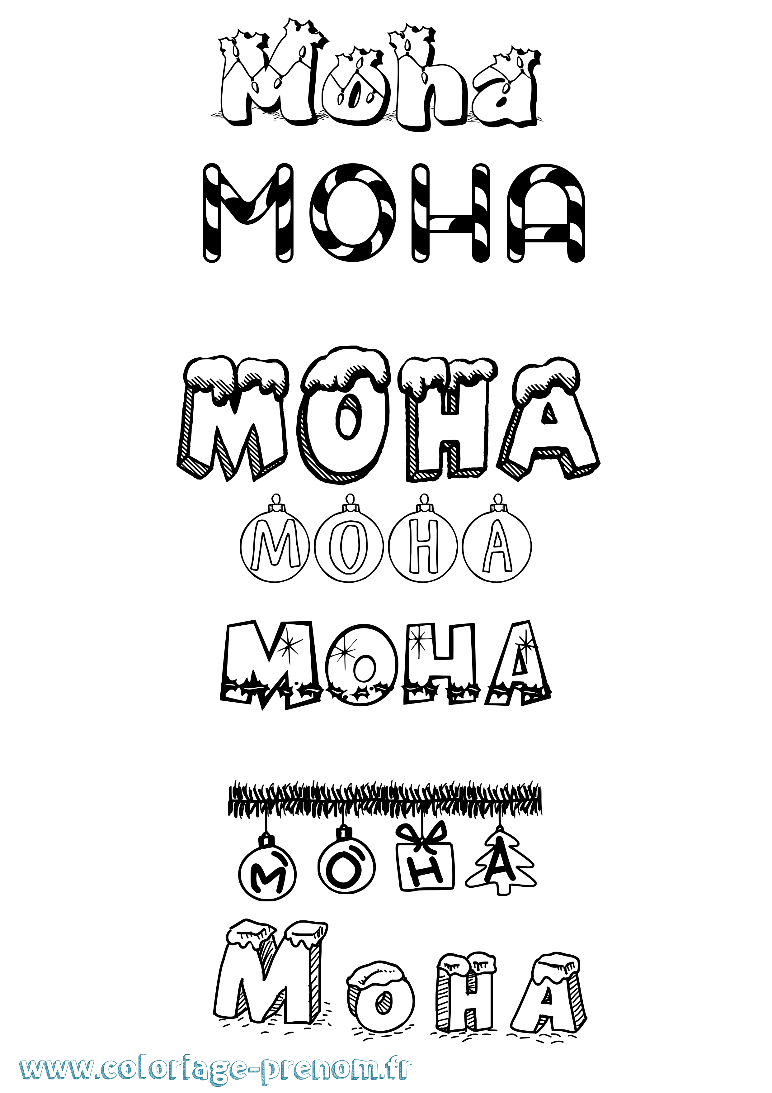 Coloriage Moha Noël Coloriage prénom Moha Noël