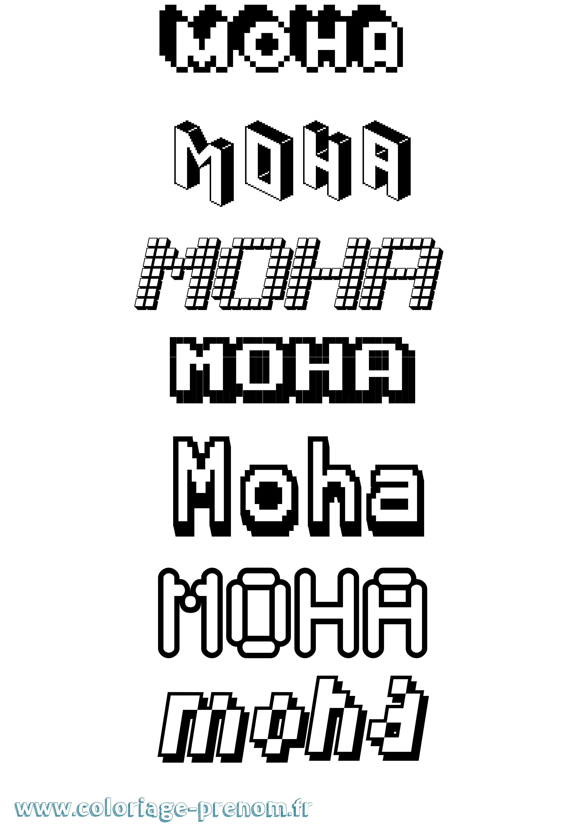 Coloriage Moha Pixel Coloriage prénom Moha Pixel