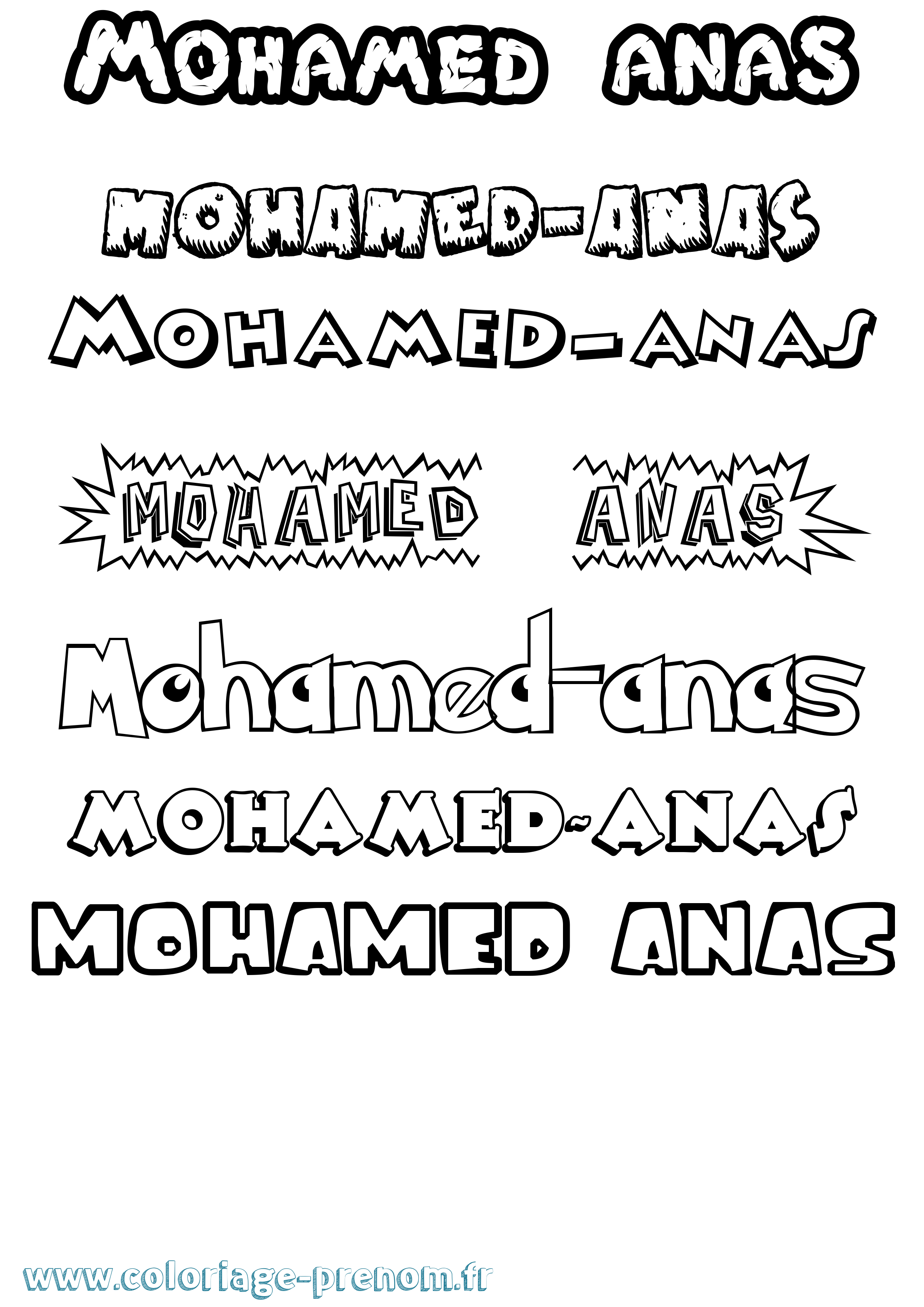 Coloriage Mohamed-Anas Dessin Animé Coloriage prénom Mohamed-Anas Dessin Animé