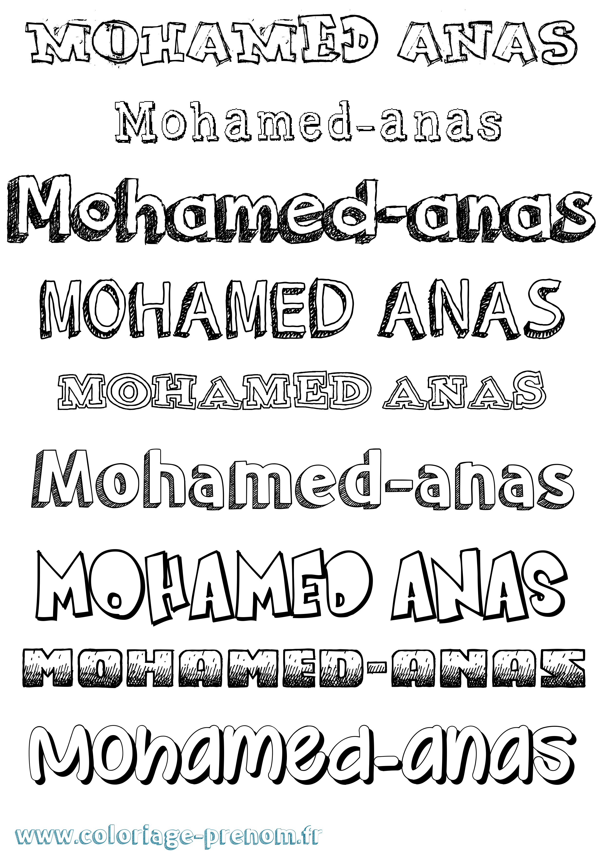 Coloriage Mohamed-Anas Dessiné Coloriage prénom Mohamed-Anas Dessiné