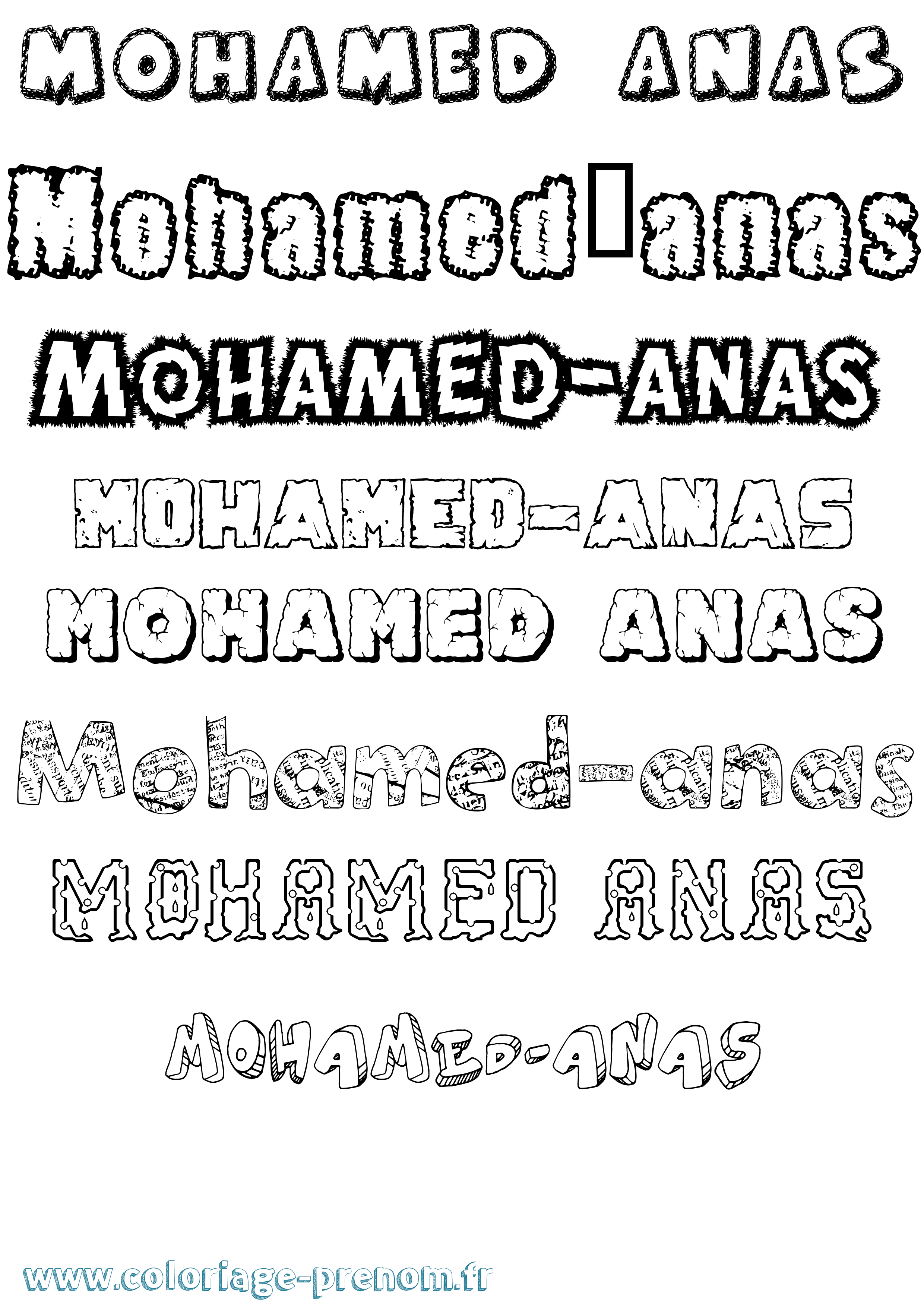 Coloriage Mohamed-Anas Destructuré Coloriage prénom Mohamed-Anas Destructuré