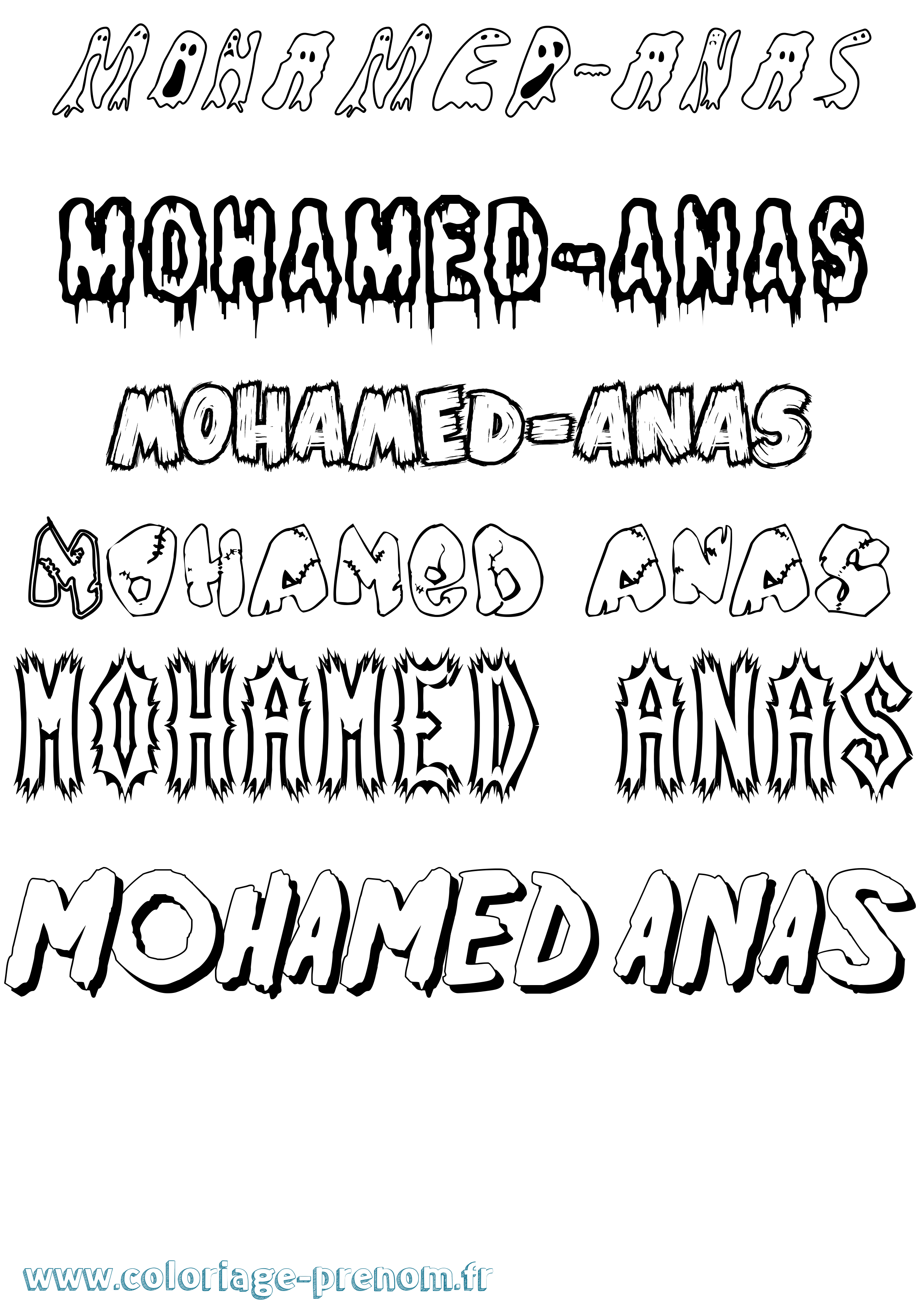 Coloriage Mohamed-Anas Frisson Coloriage prénom Mohamed-Anas Frisson