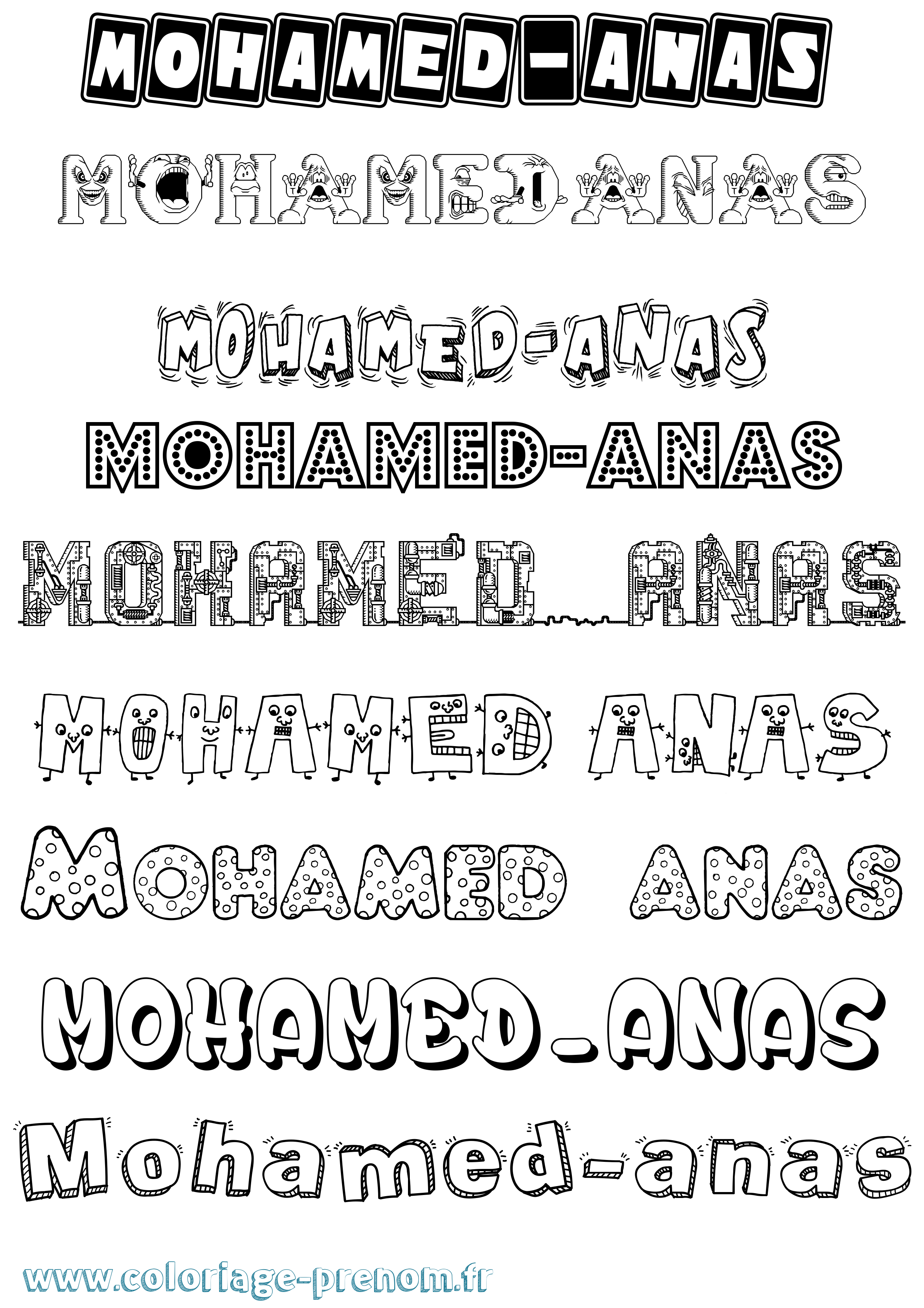 Coloriage Mohamed-Anas Fun Coloriage prénom Mohamed-Anas Fun