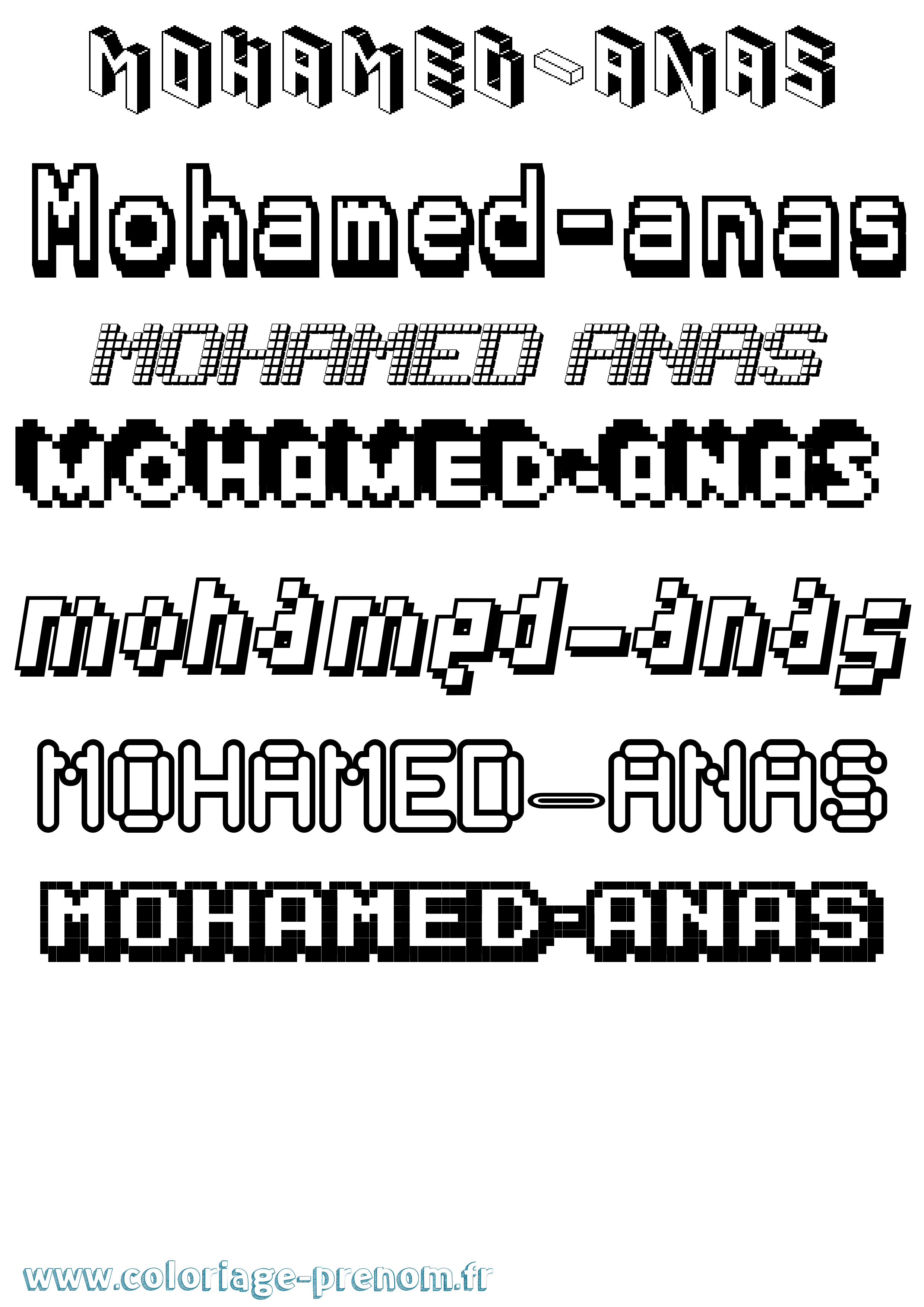 Coloriage Mohamed-Anas Pixel Coloriage prénom Mohamed-Anas Pixel