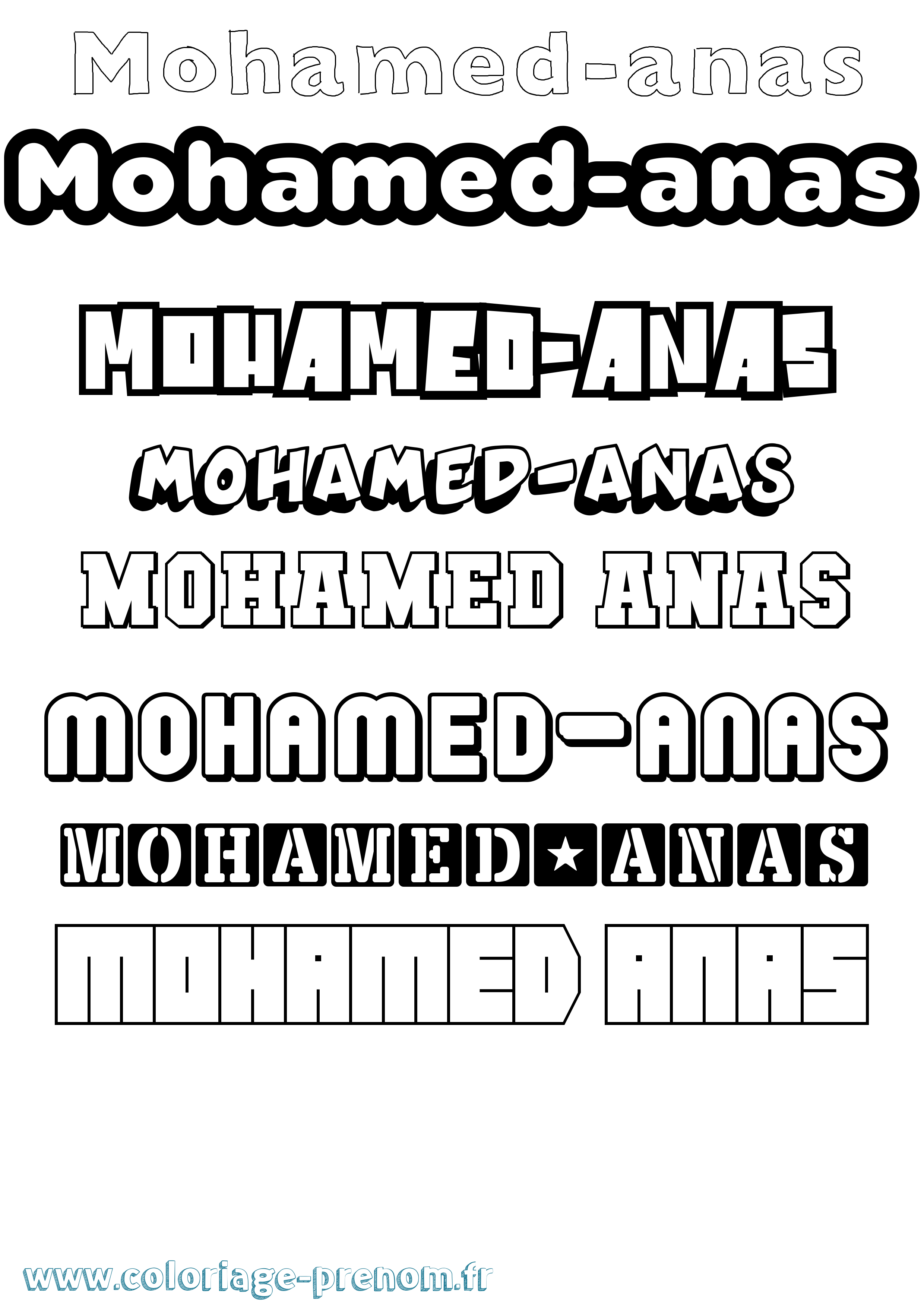 Coloriage Mohamed-Anas Simple Coloriage prénom Mohamed-Anas Simple