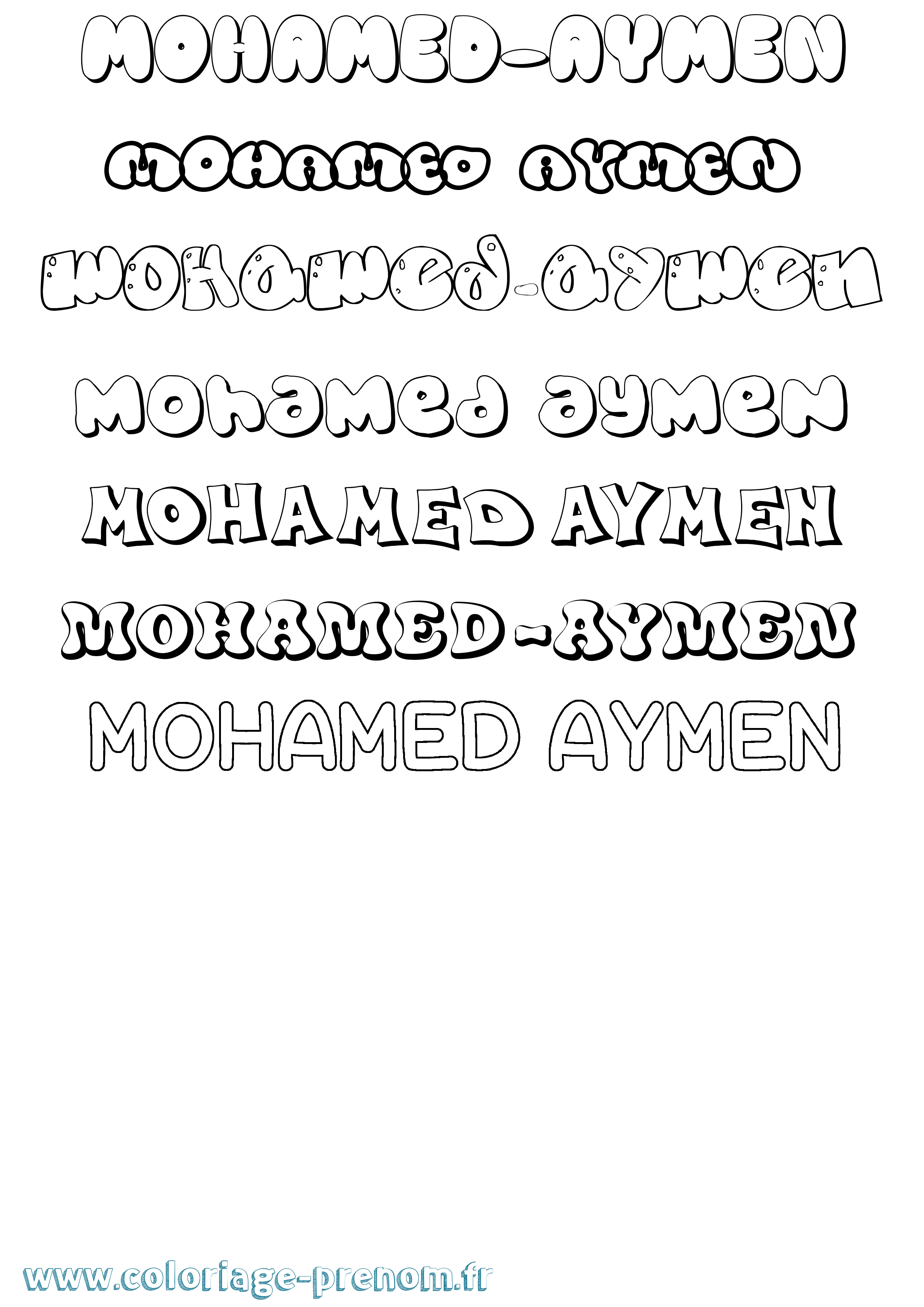Coloriage Mohamed-Aymen Bubble Coloriage prénom Mohamed-Aymen Bubble