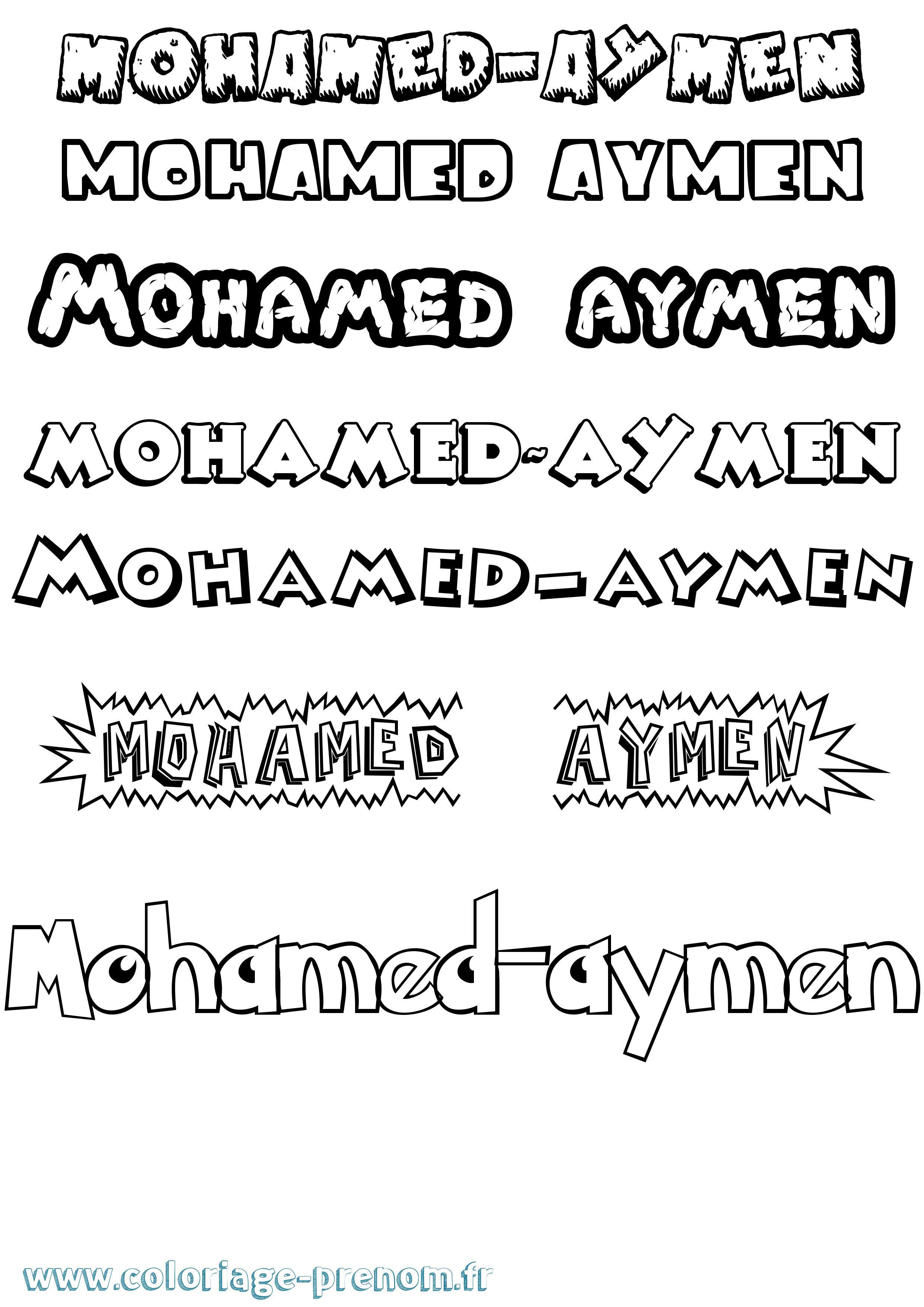 Coloriage Mohamed-Aymen Dessin Animé Coloriage prénom Mohamed-Aymen Dessin Animé
