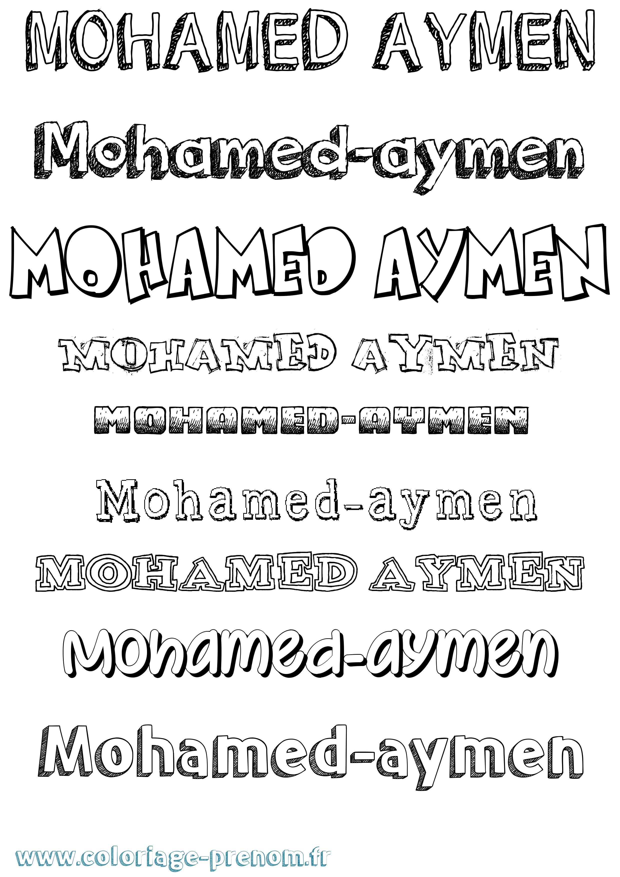 Coloriage Mohamed-Aymen Dessiné Coloriage prénom Mohamed-Aymen Dessiné