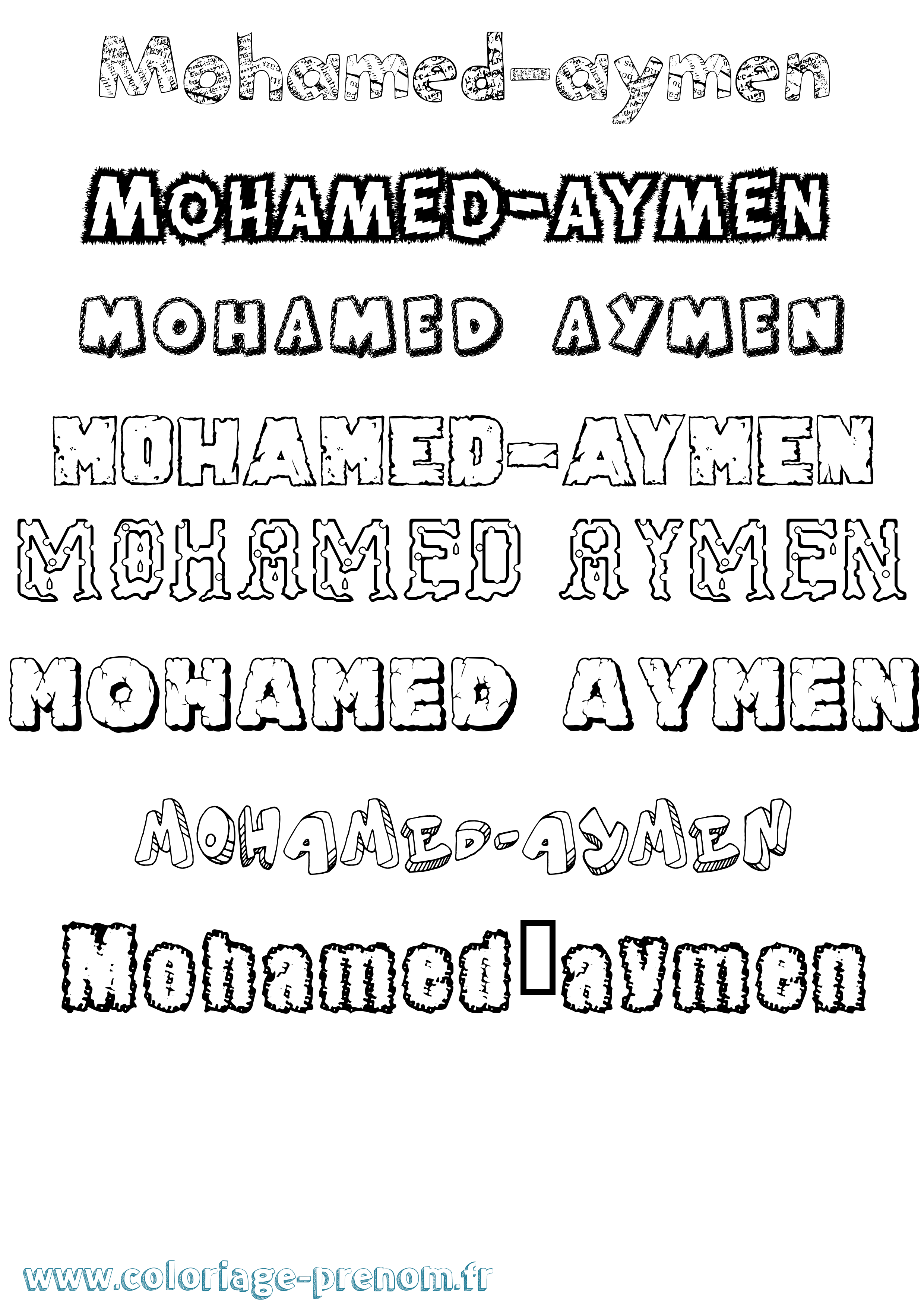 Coloriage Mohamed-Aymen Destructuré Coloriage prénom Mohamed-Aymen Destructuré