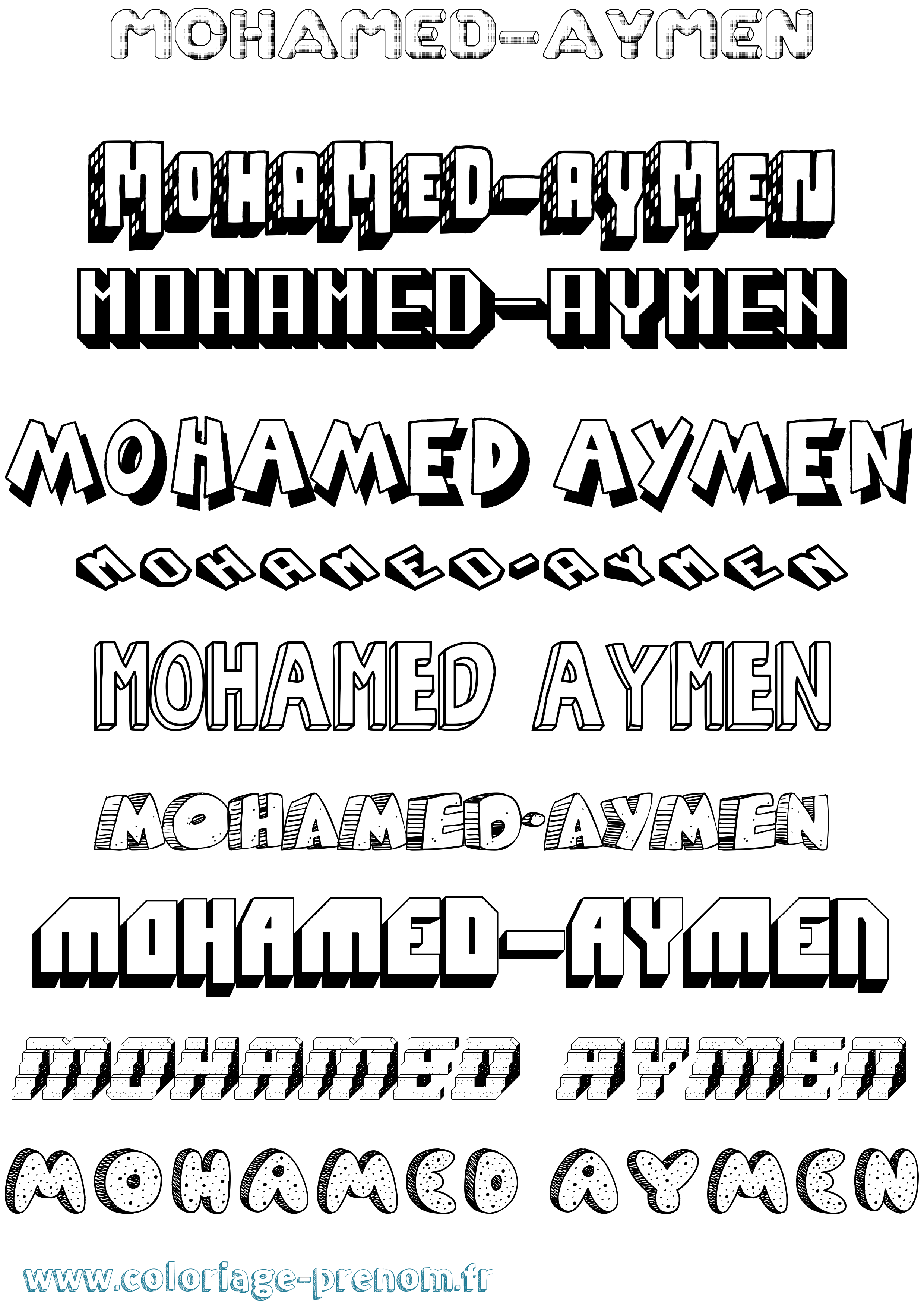 Coloriage Mohamed-Aymen Effet 3D Coloriage prénom Mohamed-Aymen Effet 3D