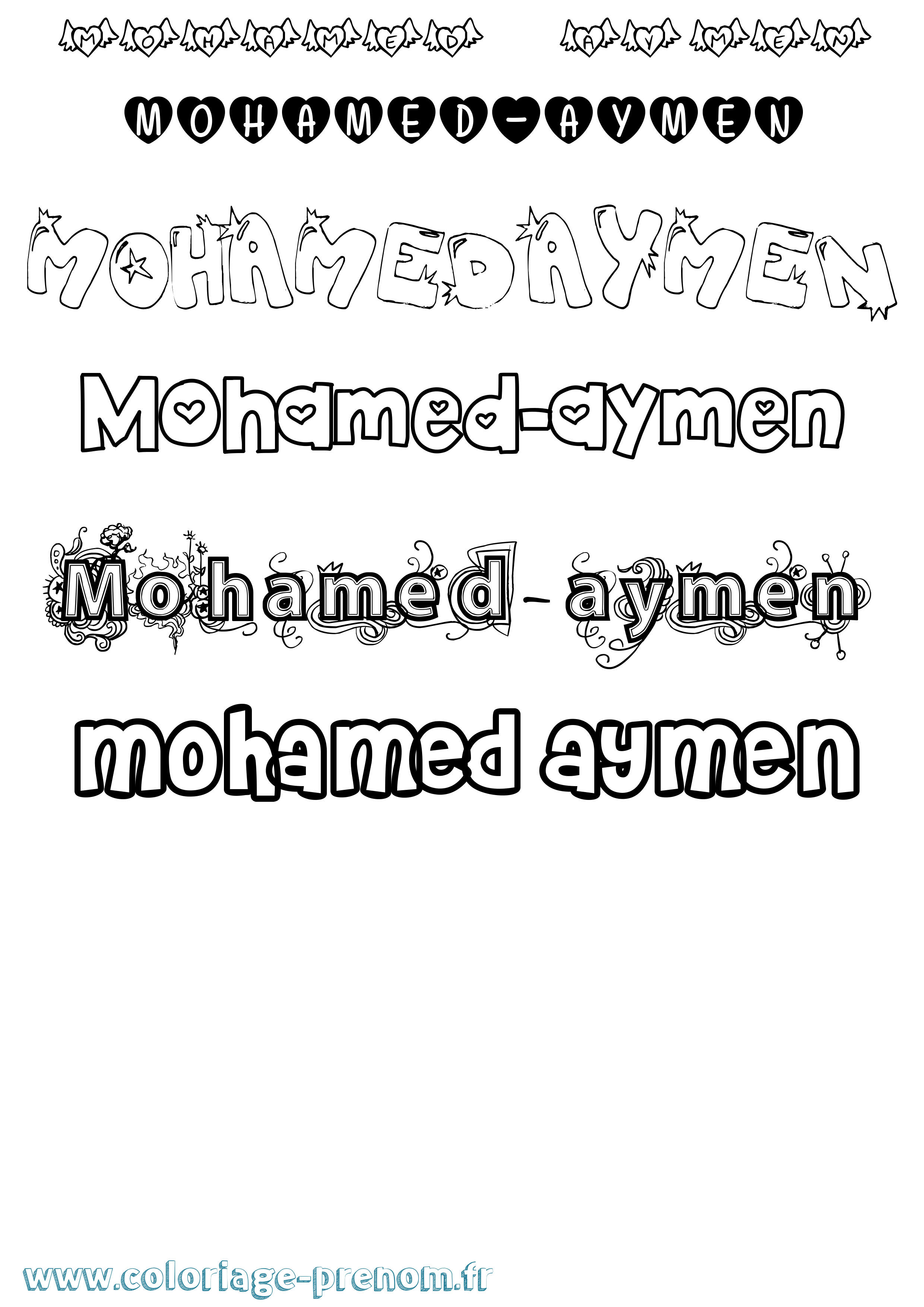 Coloriage Mohamed-Aymen Girly Coloriage prénom Mohamed-Aymen Girly