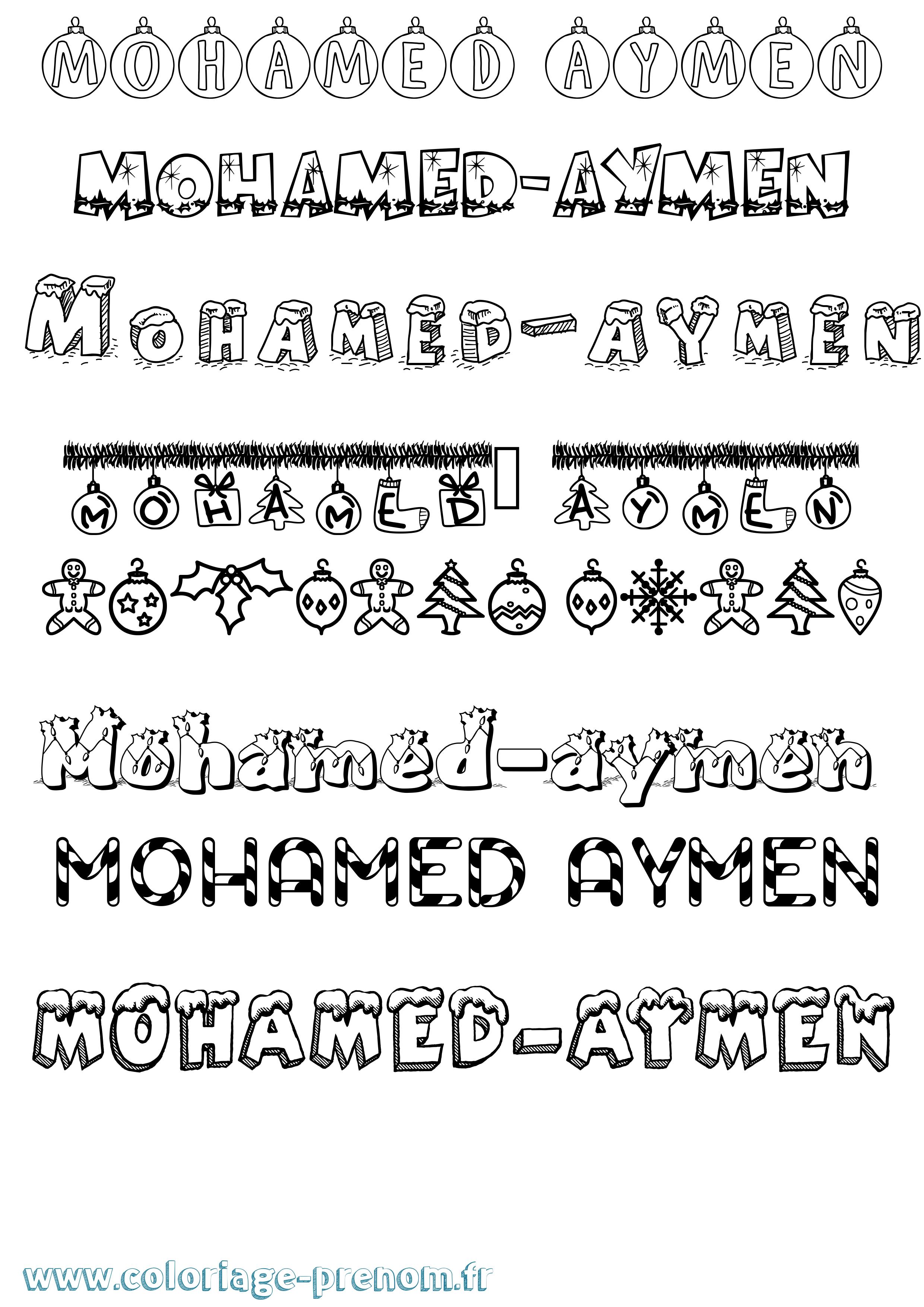 Coloriage Mohamed-Aymen Noël Coloriage prénom Mohamed-Aymen Noël