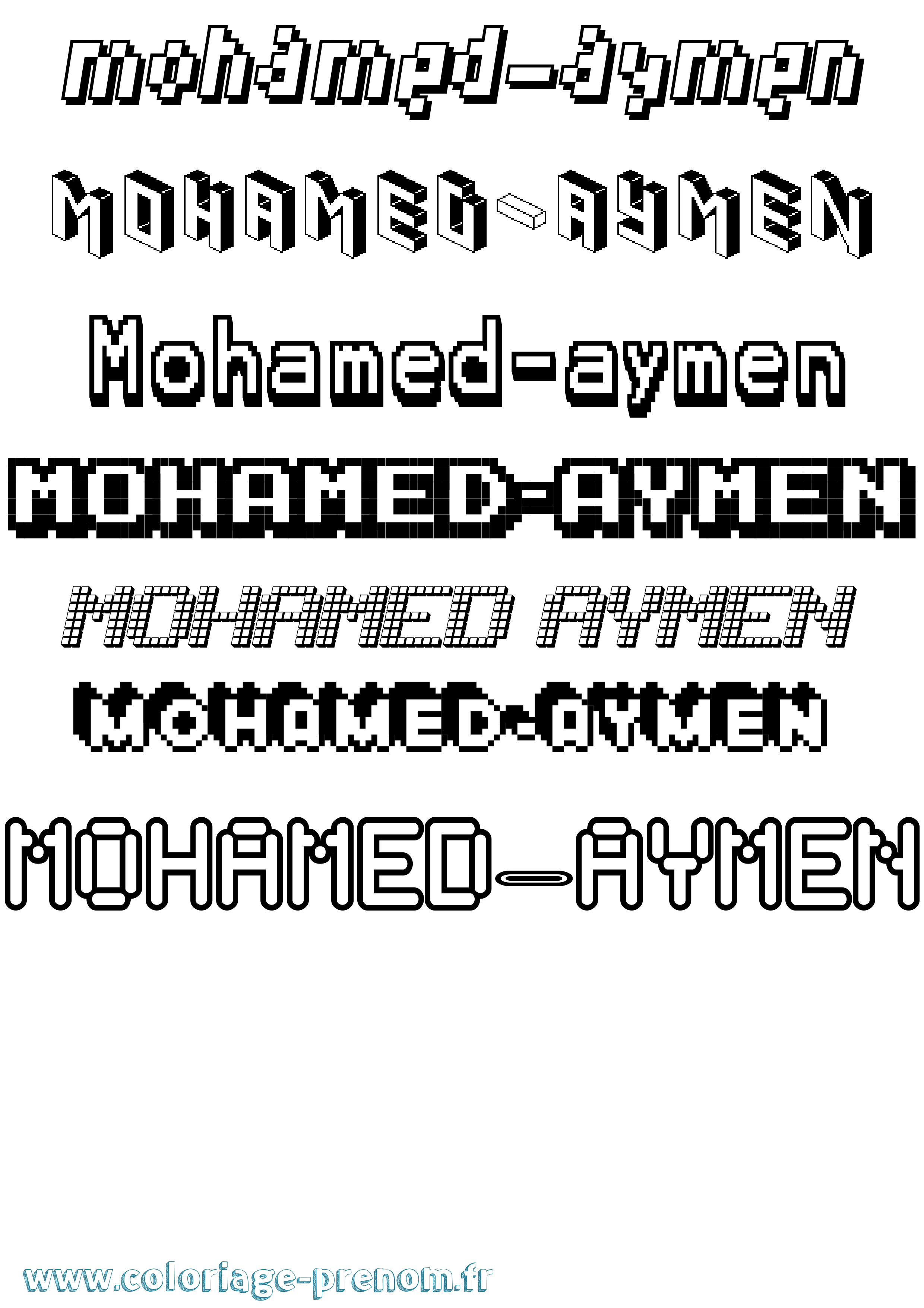 Coloriage Mohamed-Aymen Pixel Coloriage prénom Mohamed-Aymen Pixel