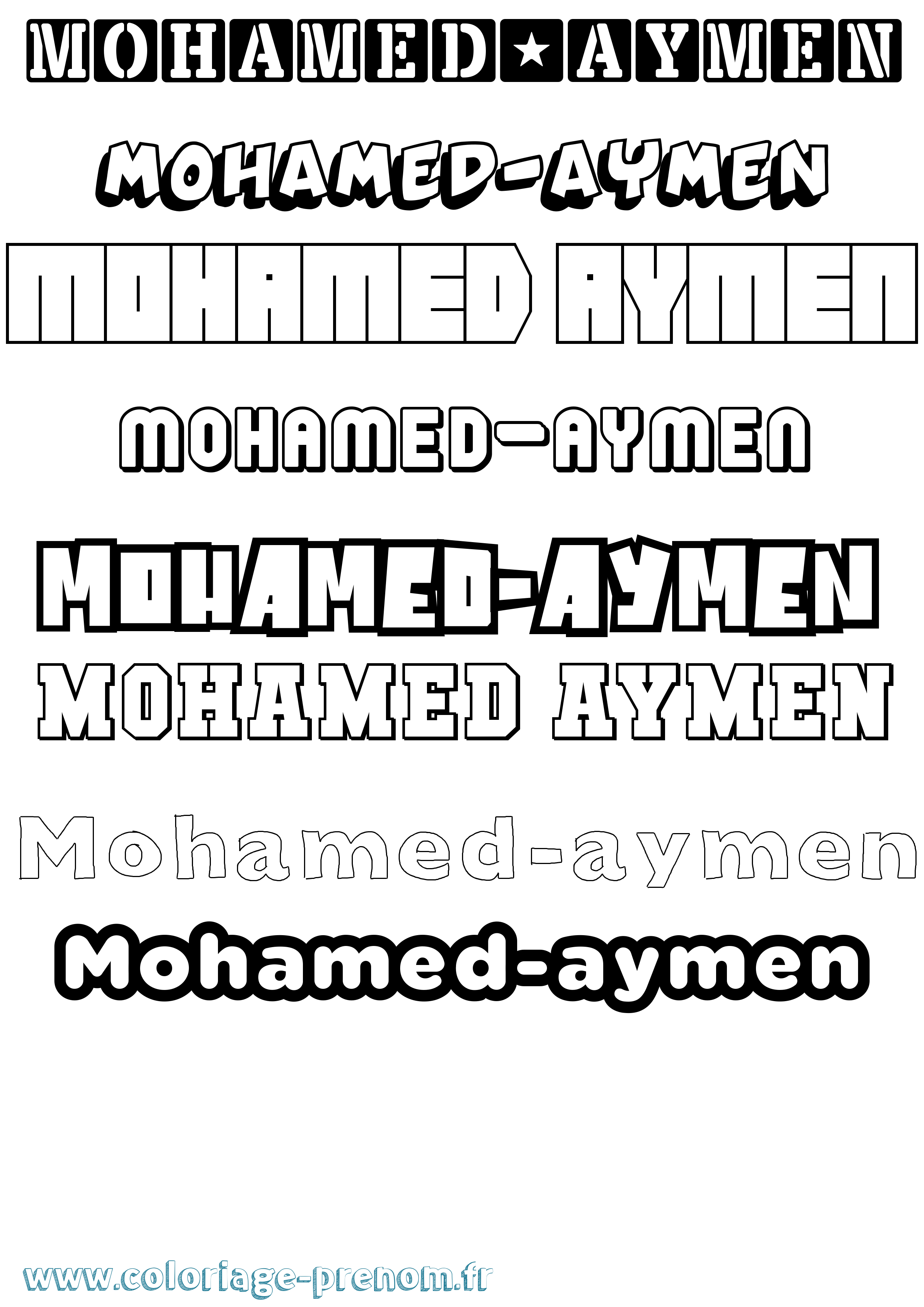 Coloriage Mohamed-Aymen Simple Coloriage prénom Mohamed-Aymen Simple