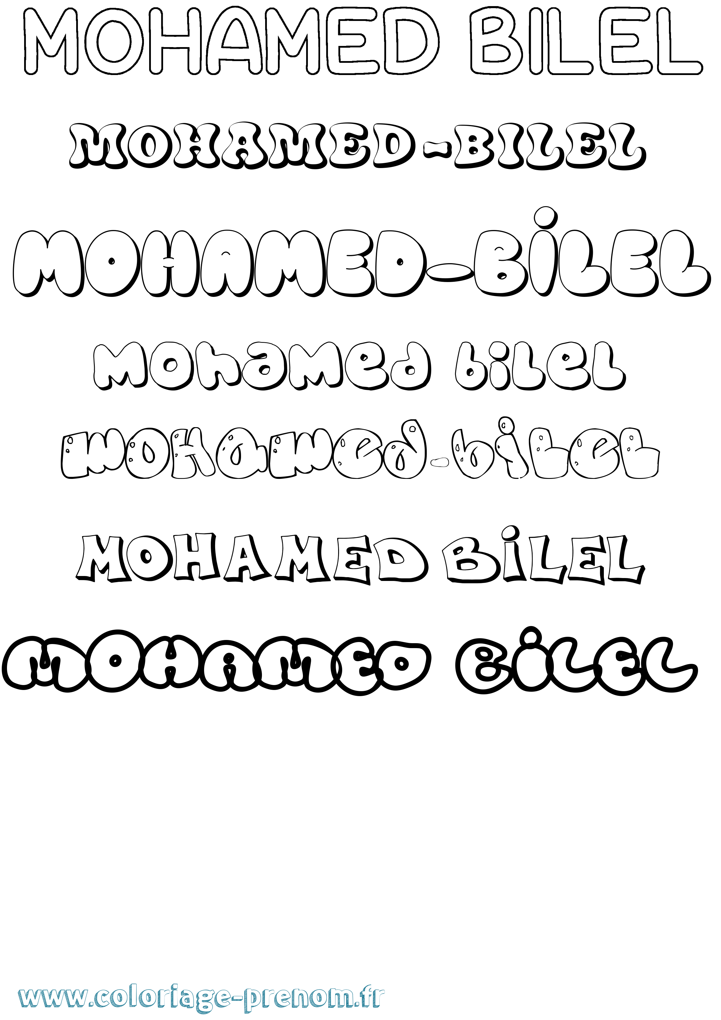 Coloriage Mohamed-Bilel Bubble Coloriage prénom Mohamed-Bilel Bubble