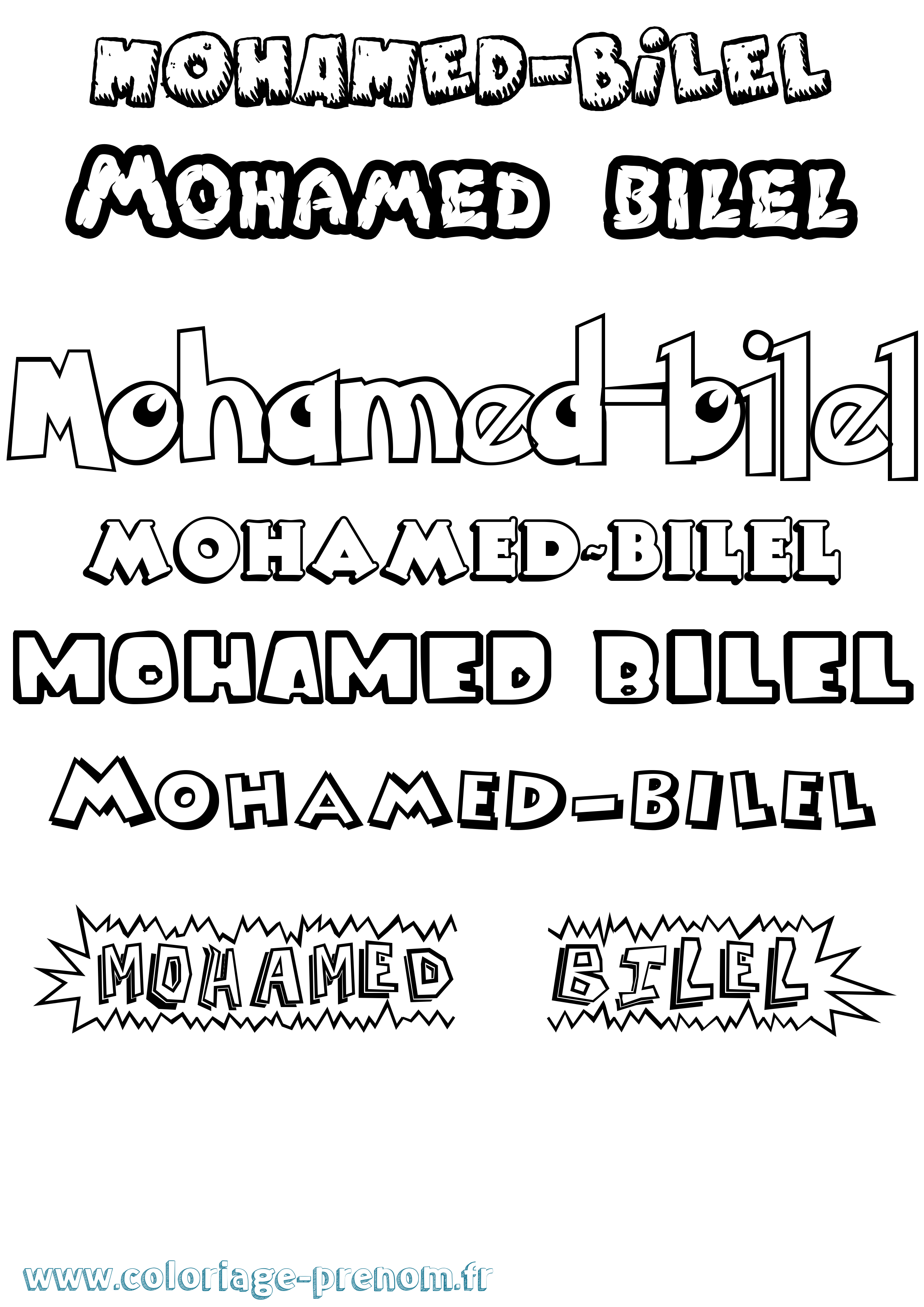Coloriage Mohamed-Bilel Dessin Animé Coloriage prénom Mohamed-Bilel Dessin Animé