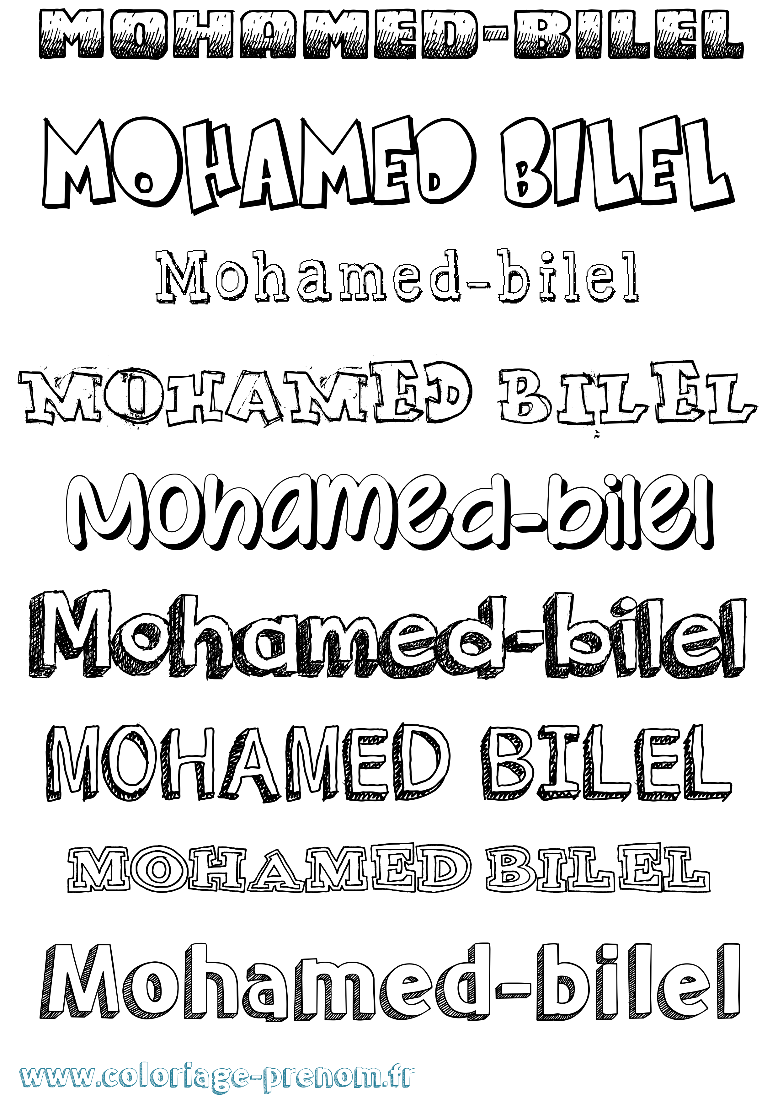 Coloriage Mohamed-Bilel Dessiné Coloriage prénom Mohamed-Bilel Dessiné