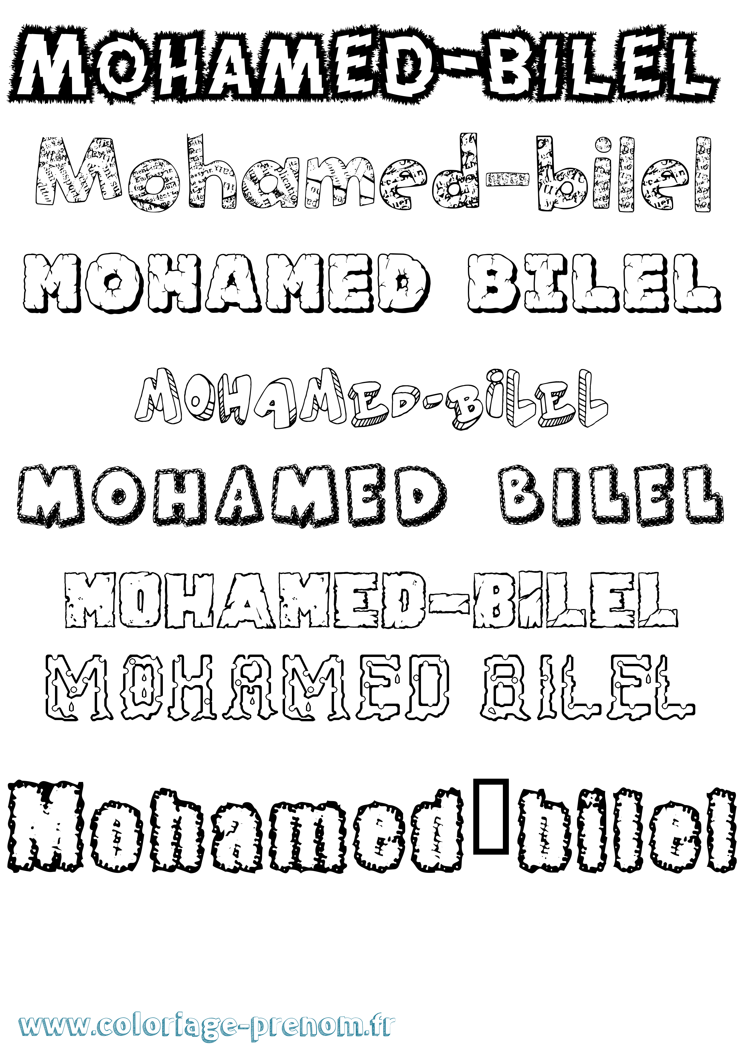 Coloriage Mohamed-Bilel Destructuré Coloriage prénom Mohamed-Bilel Destructuré