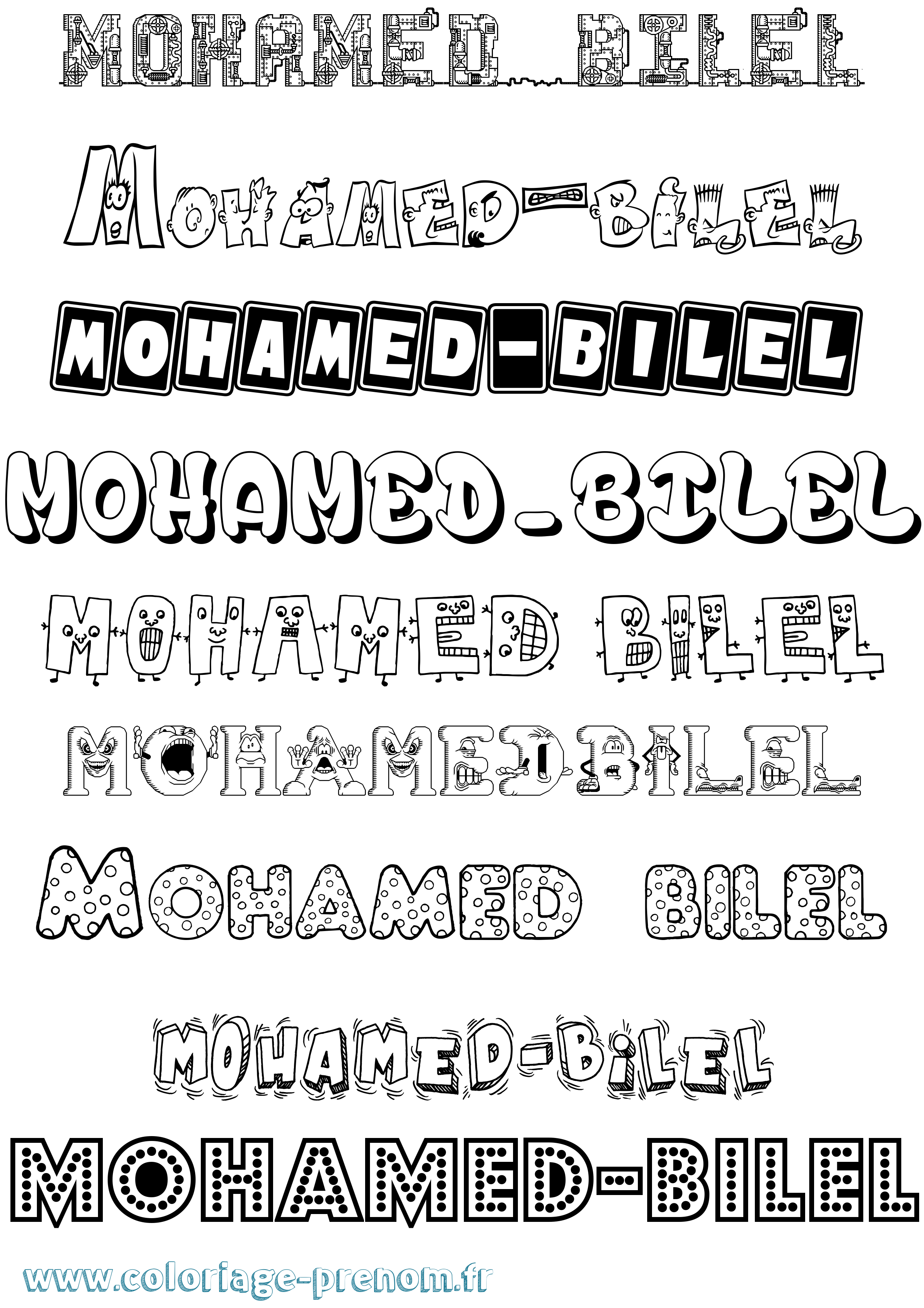 Coloriage Mohamed-Bilel Fun Coloriage prénom Mohamed-Bilel Fun