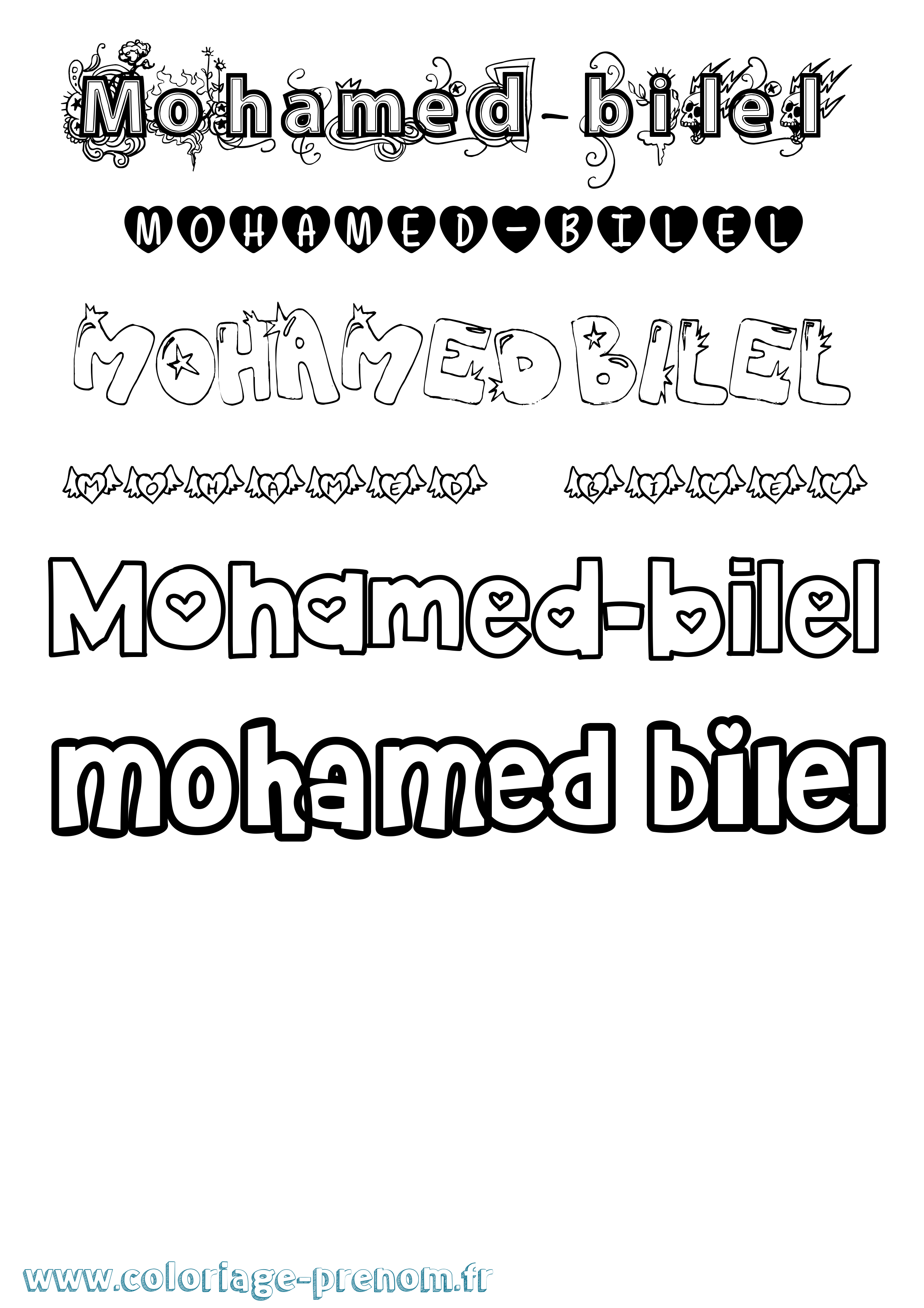 Coloriage Mohamed-Bilel Girly Coloriage prénom Mohamed-Bilel Girly