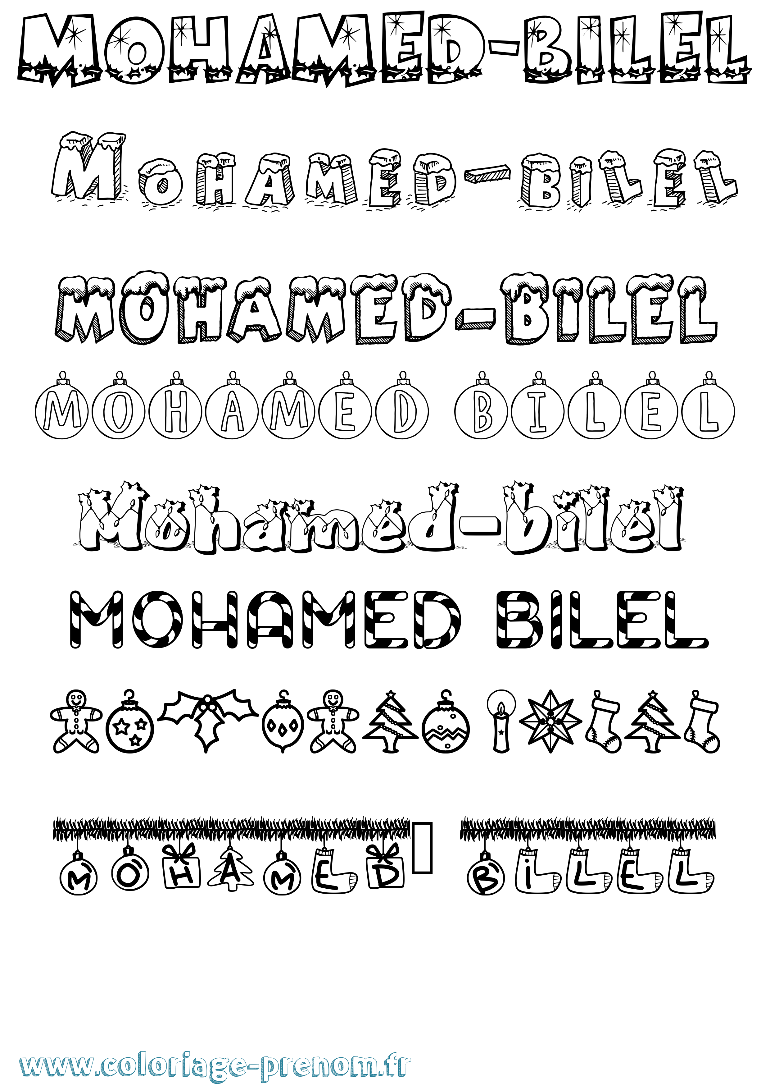 Coloriage Mohamed-Bilel Noël Coloriage prénom Mohamed-Bilel Noël