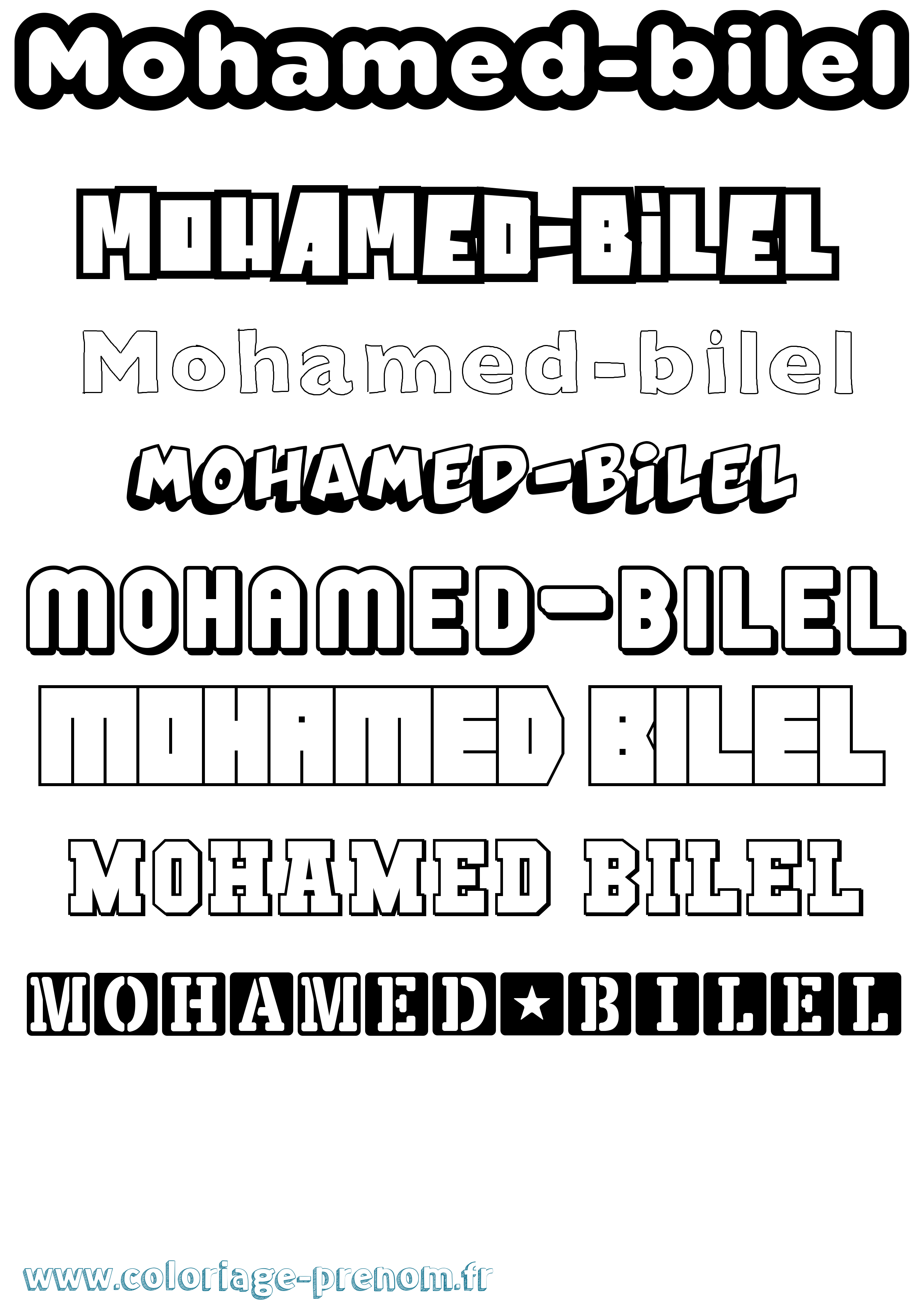 Coloriage Mohamed-Bilel Simple Coloriage prénom Mohamed-Bilel Simple