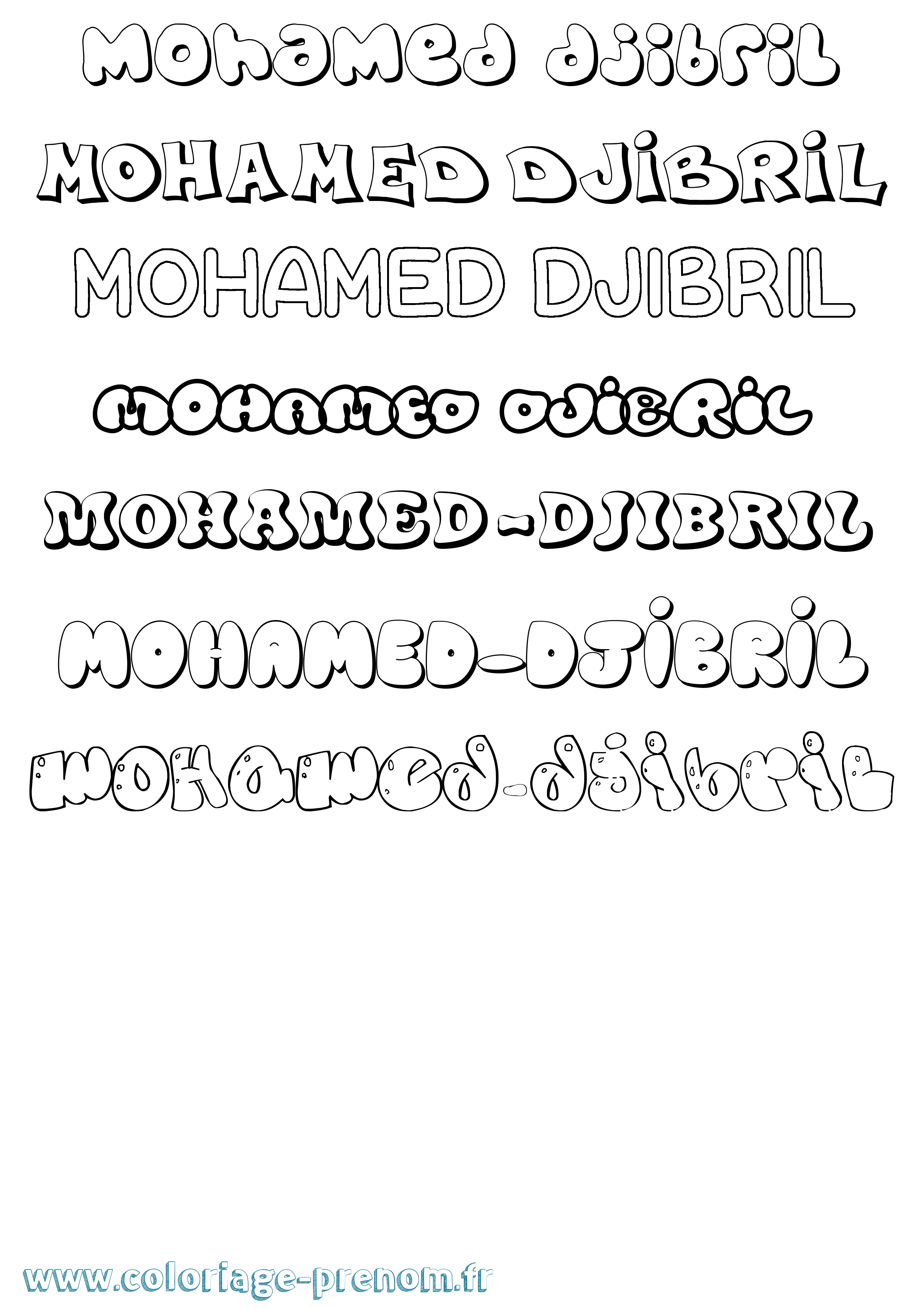 Coloriage Mohamed-Djibril Bubble Coloriage prénom Mohamed-Djibril Bubble