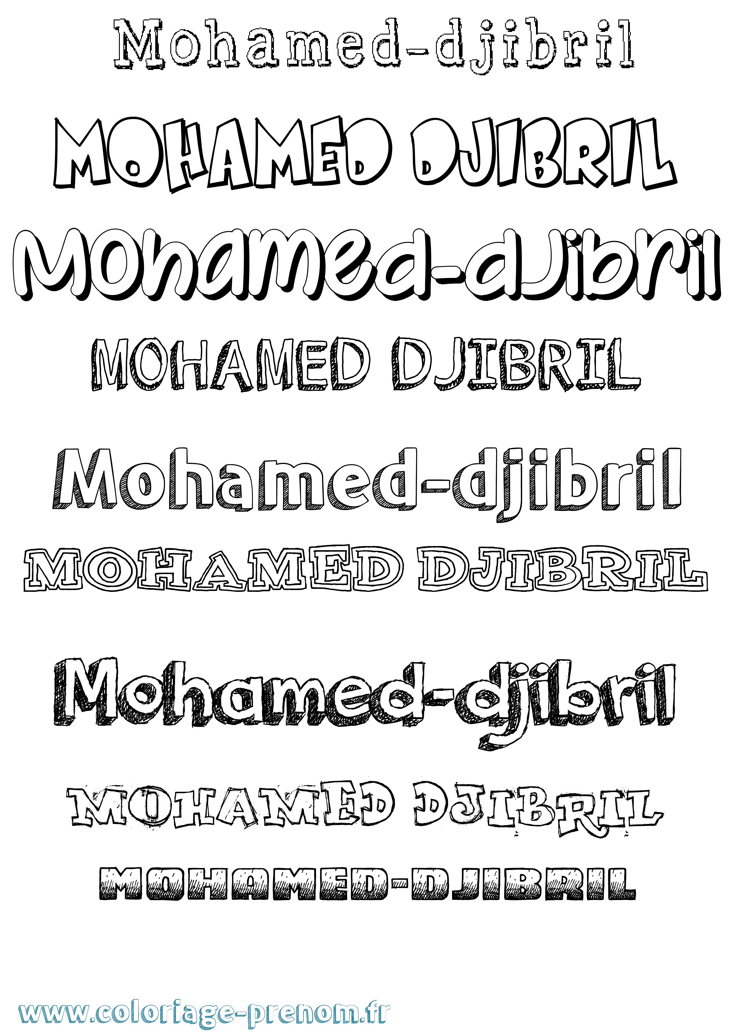 Coloriage Mohamed-Djibril Dessiné Coloriage prénom Mohamed-Djibril Dessiné