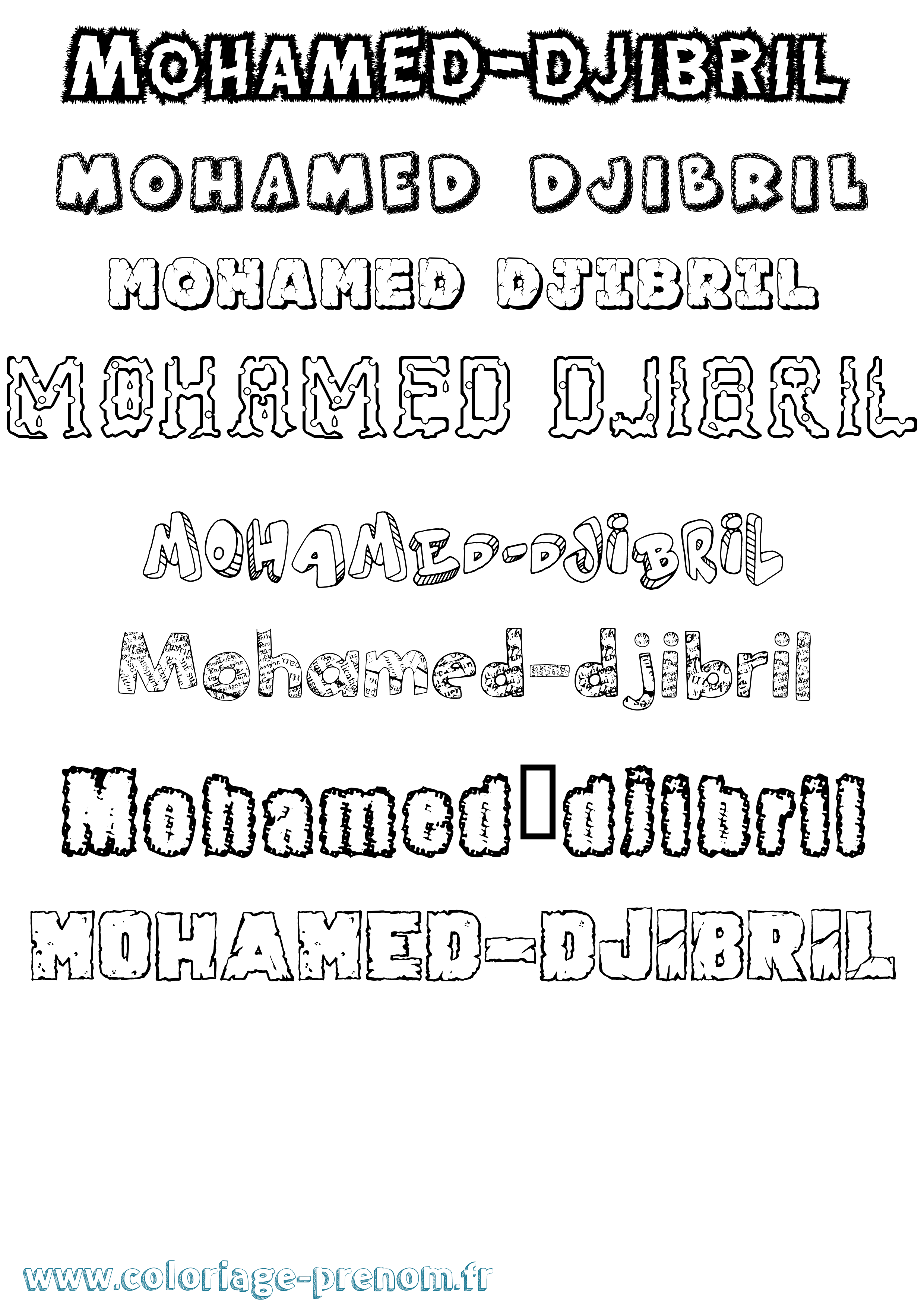 Coloriage Mohamed-Djibril Destructuré Coloriage prénom Mohamed-Djibril Destructuré