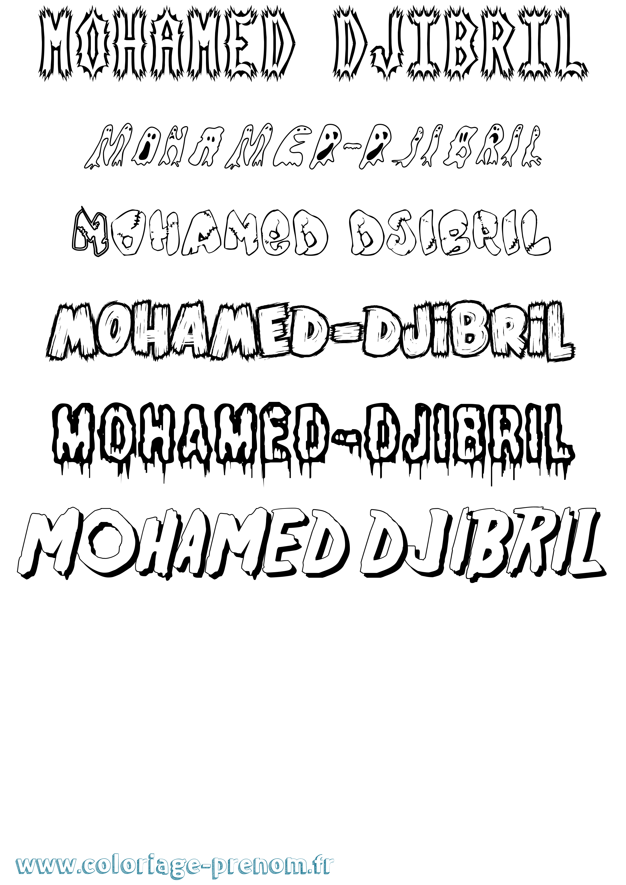 Coloriage Mohamed-Djibril Frisson Coloriage prénom Mohamed-Djibril Frisson