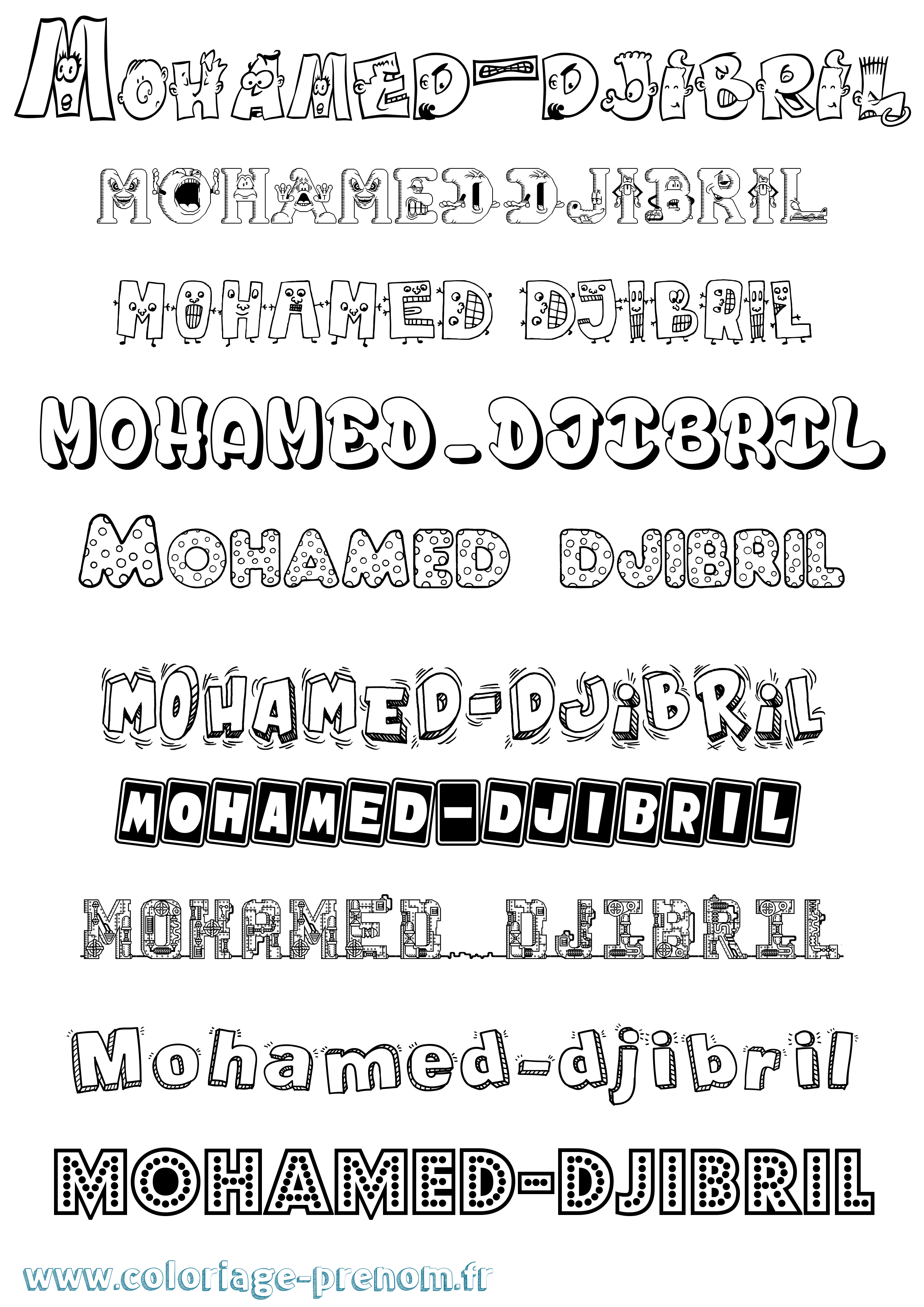 Coloriage Mohamed-Djibril Fun Coloriage prénom Mohamed-Djibril Fun
