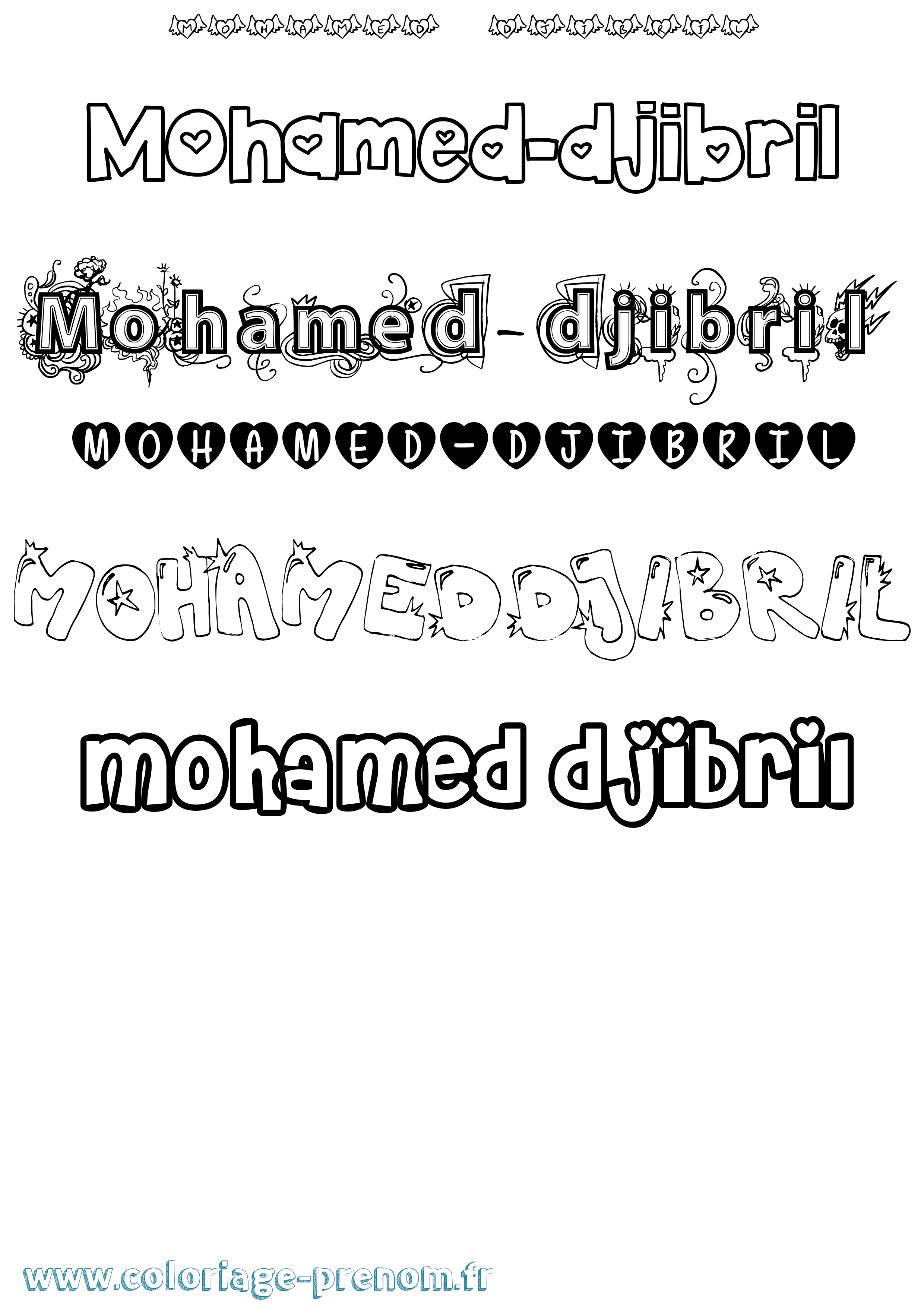 Coloriage Mohamed-Djibril Girly Coloriage prénom Mohamed-Djibril Girly