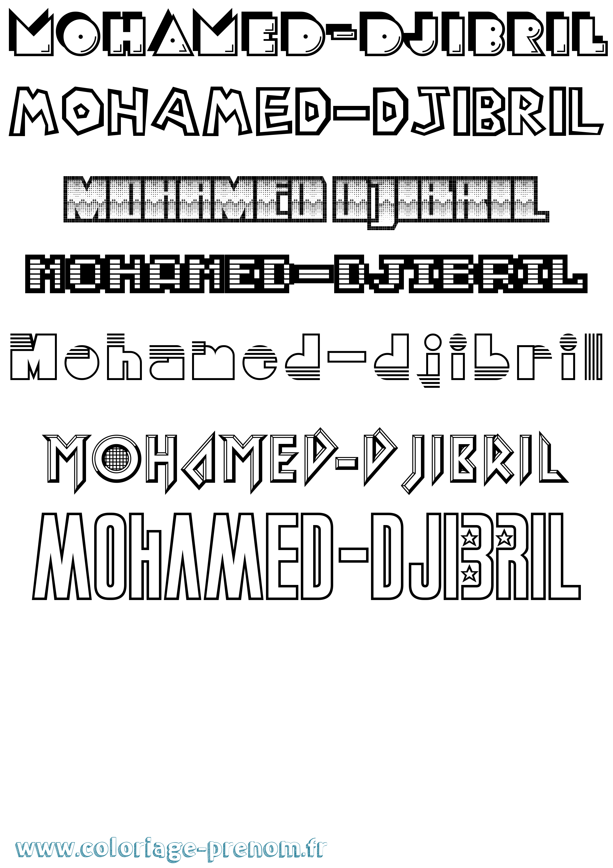 Coloriage Mohamed-Djibril Jeux Vidéos Coloriage prénom Mohamed-Djibril Jeux Vidéos