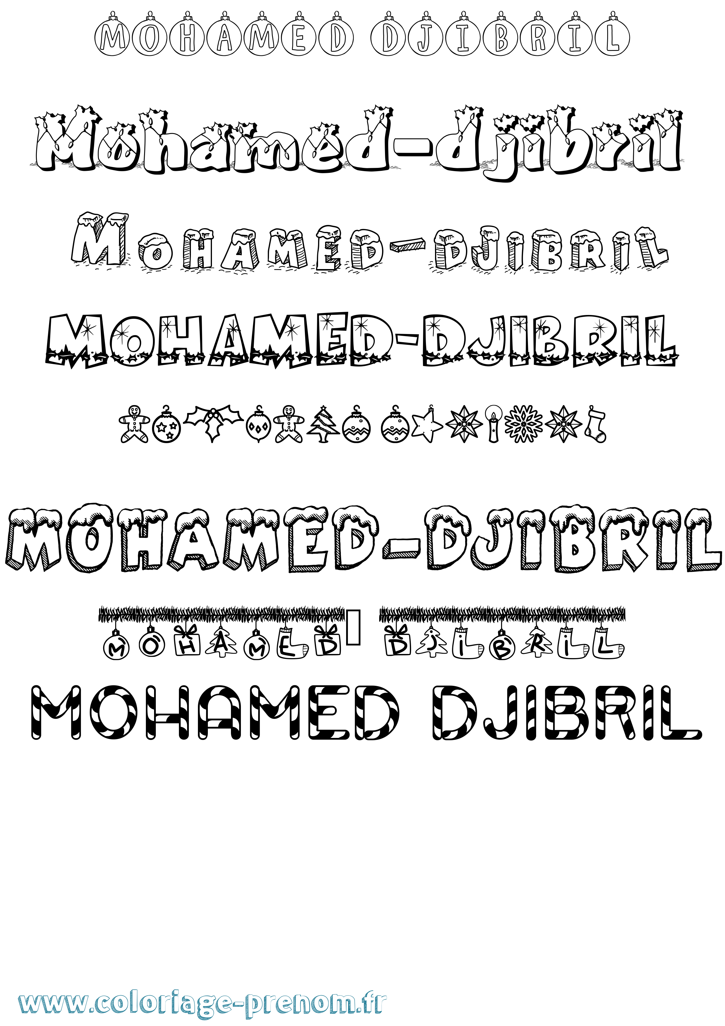 Coloriage Mohamed-Djibril Noël Coloriage prénom Mohamed-Djibril Noël