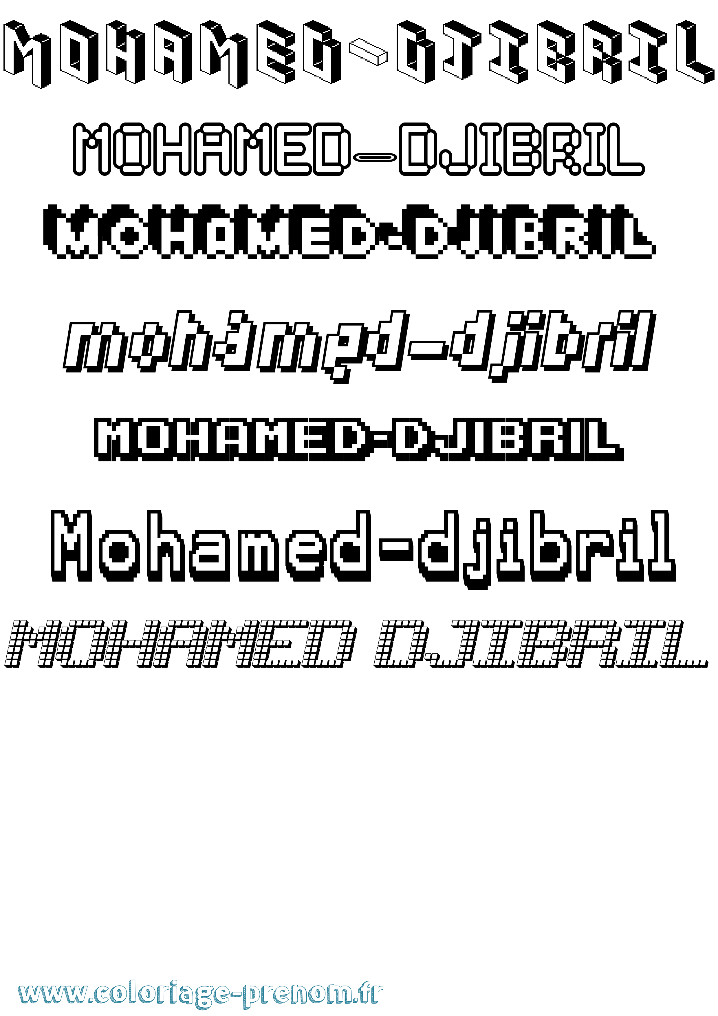 Coloriage Mohamed-Djibril Pixel Coloriage prénom Mohamed-Djibril Pixel