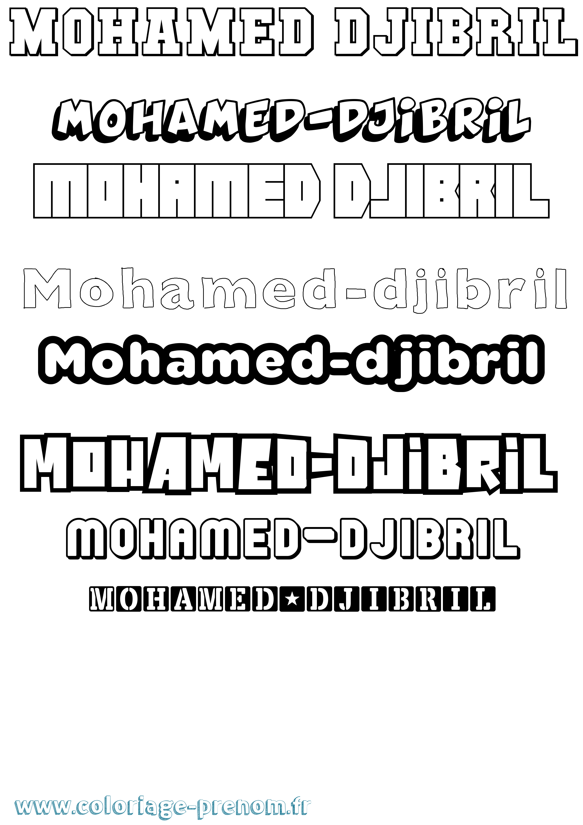Coloriage Mohamed-Djibril Simple Coloriage prénom Mohamed-Djibril Simple
