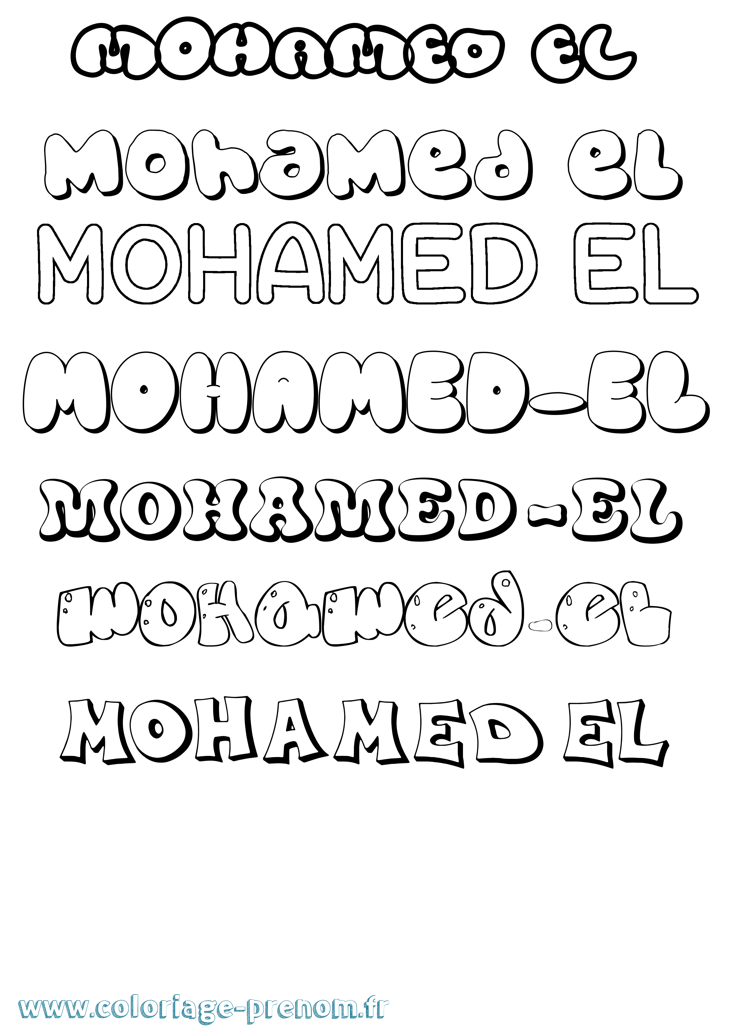 Coloriage Mohamed-El Bubble Coloriage prénom Mohamed-El Bubble