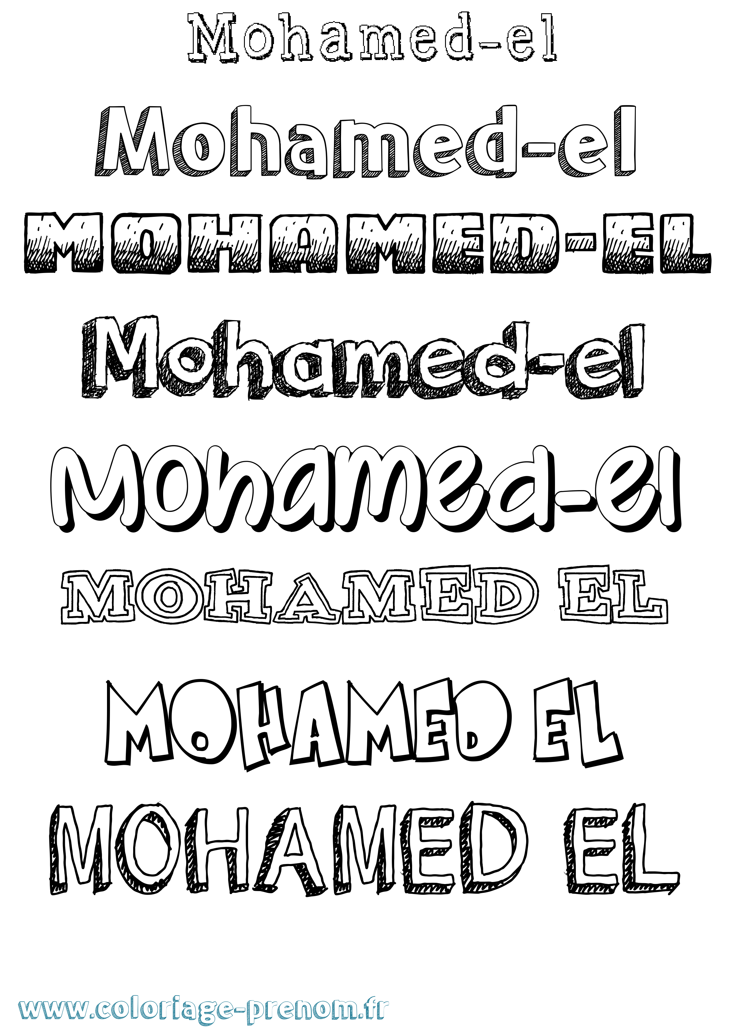 Coloriage Mohamed-El Dessiné Coloriage prénom Mohamed-El Dessiné