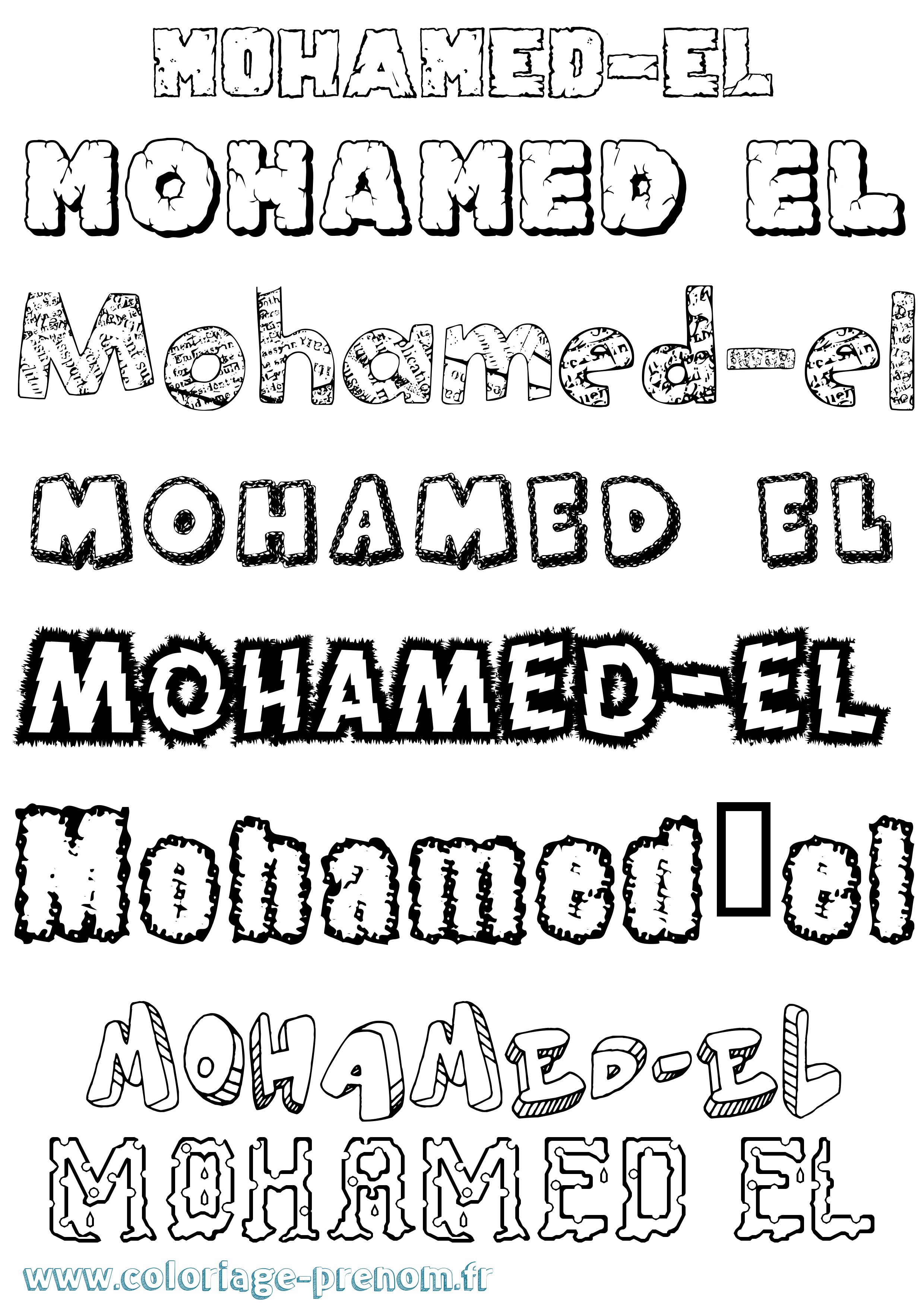 Coloriage Mohamed-El Destructuré Coloriage prénom Mohamed-El Destructuré